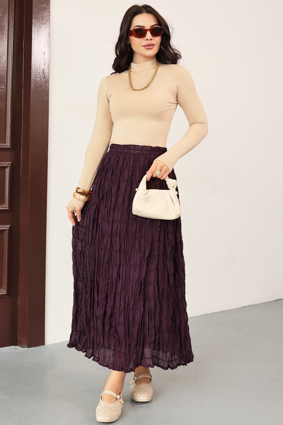 Lastik Bel Gipeli Maxi Etek 0084 - MÜRDÜM |  