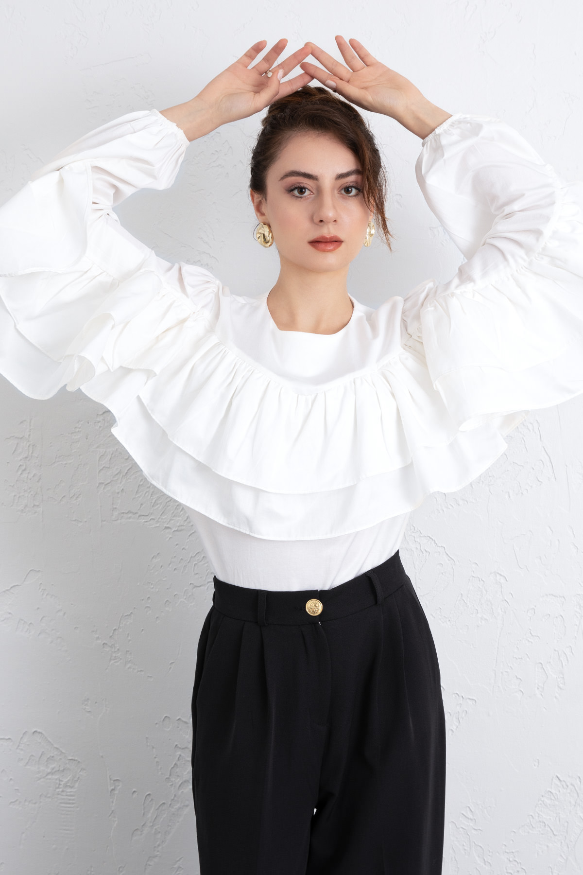 Volan Detay Bluz 0087 - BEYAZ |  