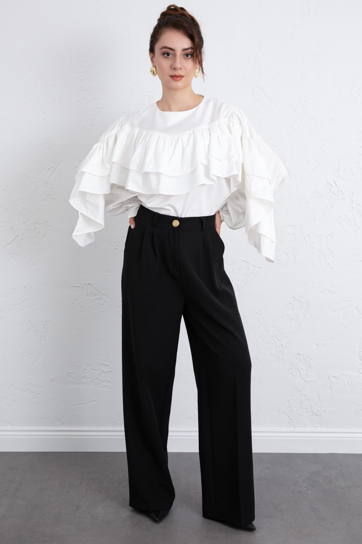 Volan Detay Bluz 0087 - BEYAZ |  