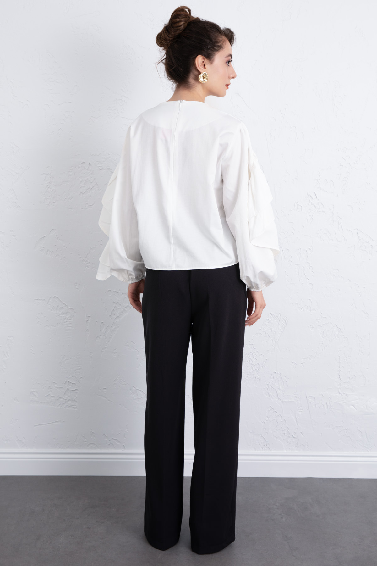 Volan Detay Bluz 0087 - BEYAZ |  