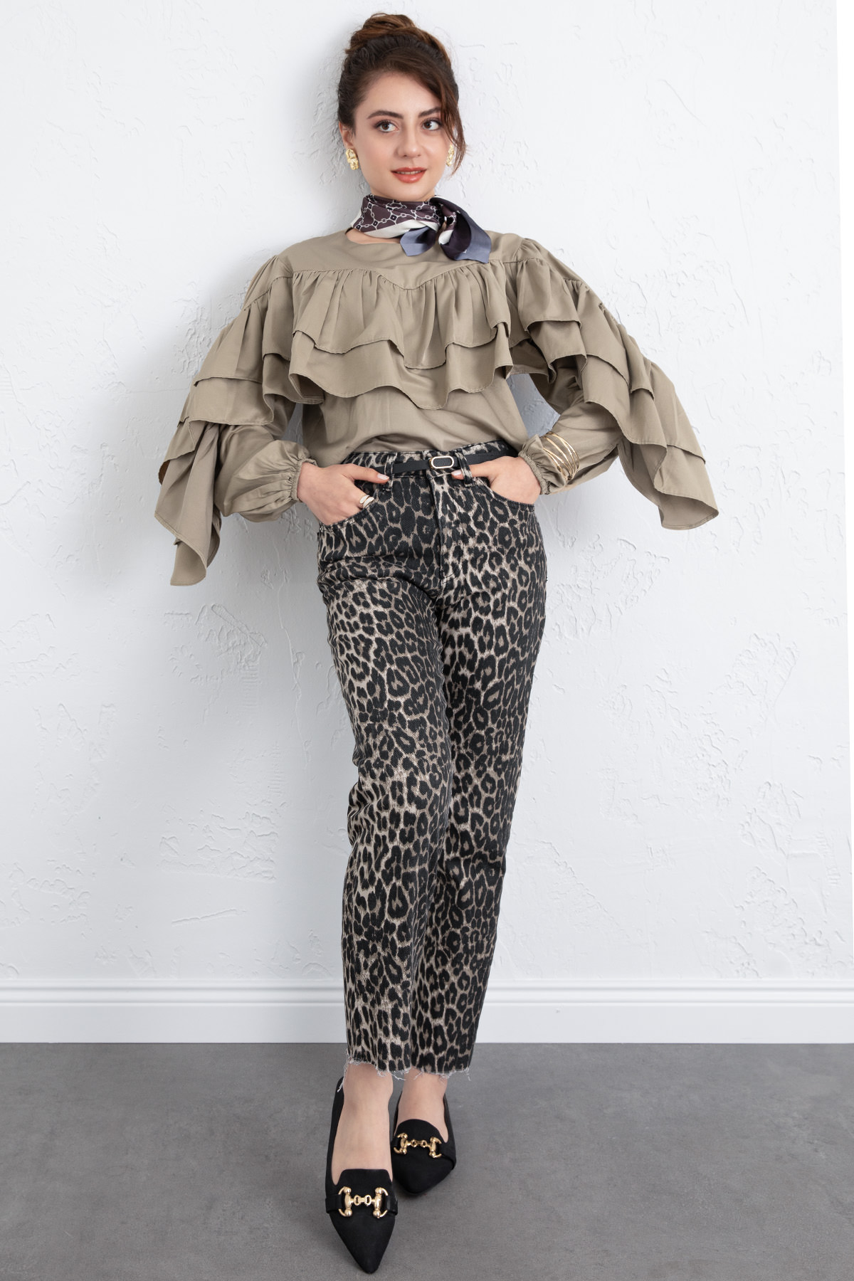 Volan Detay Bluz 0087 - HAKİ |  