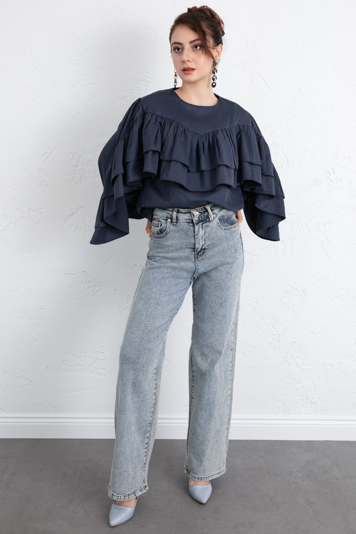 Volan Detay Bluz 0087 - LACİVERT |  