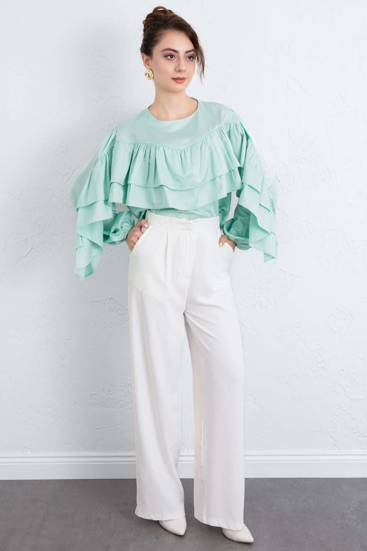 Volan Detay Bluz 0087 - MİNT YEŞİLİ |  