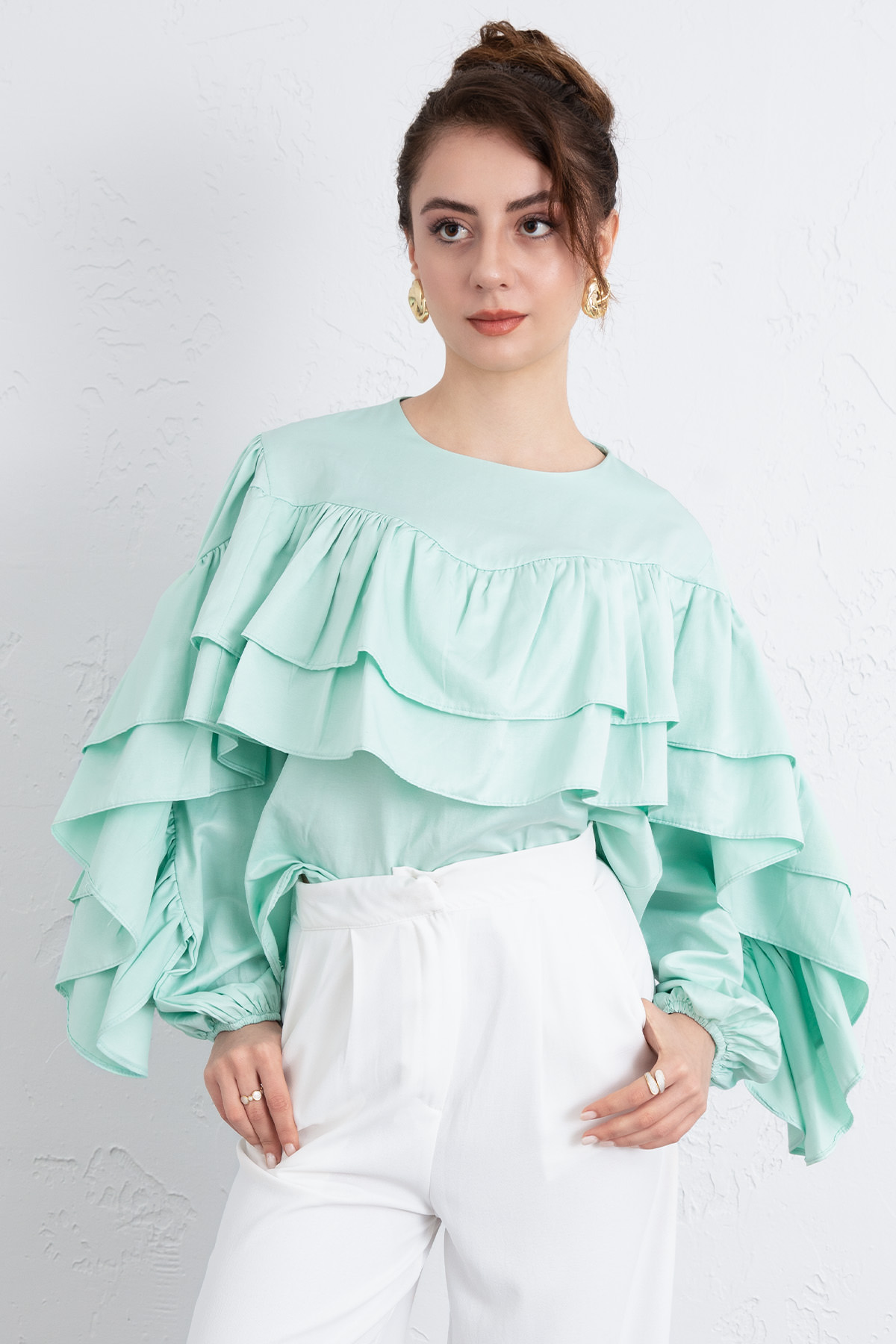 Volan Detay Bluz 0087 - MİNT YEŞİLİ |  