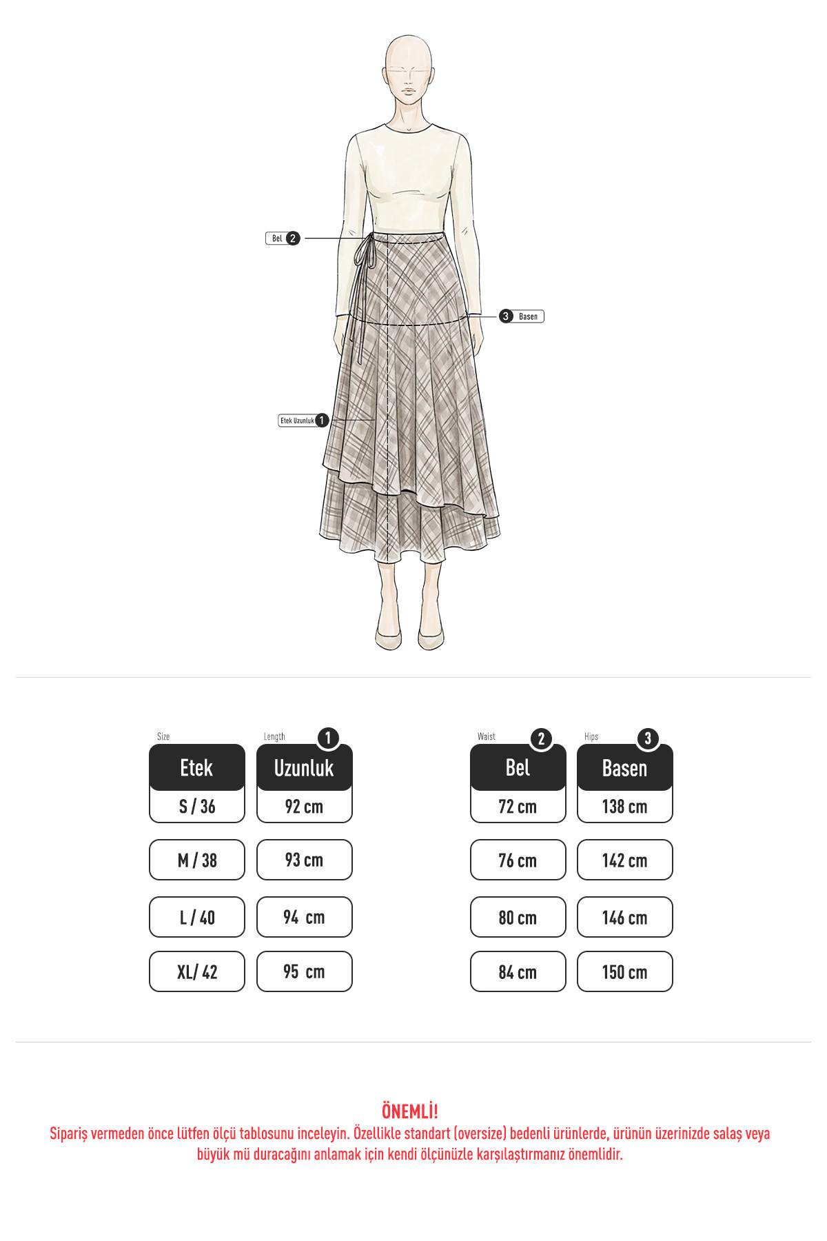 Bağlamalı Ekose Etek 0092 - MOR |  