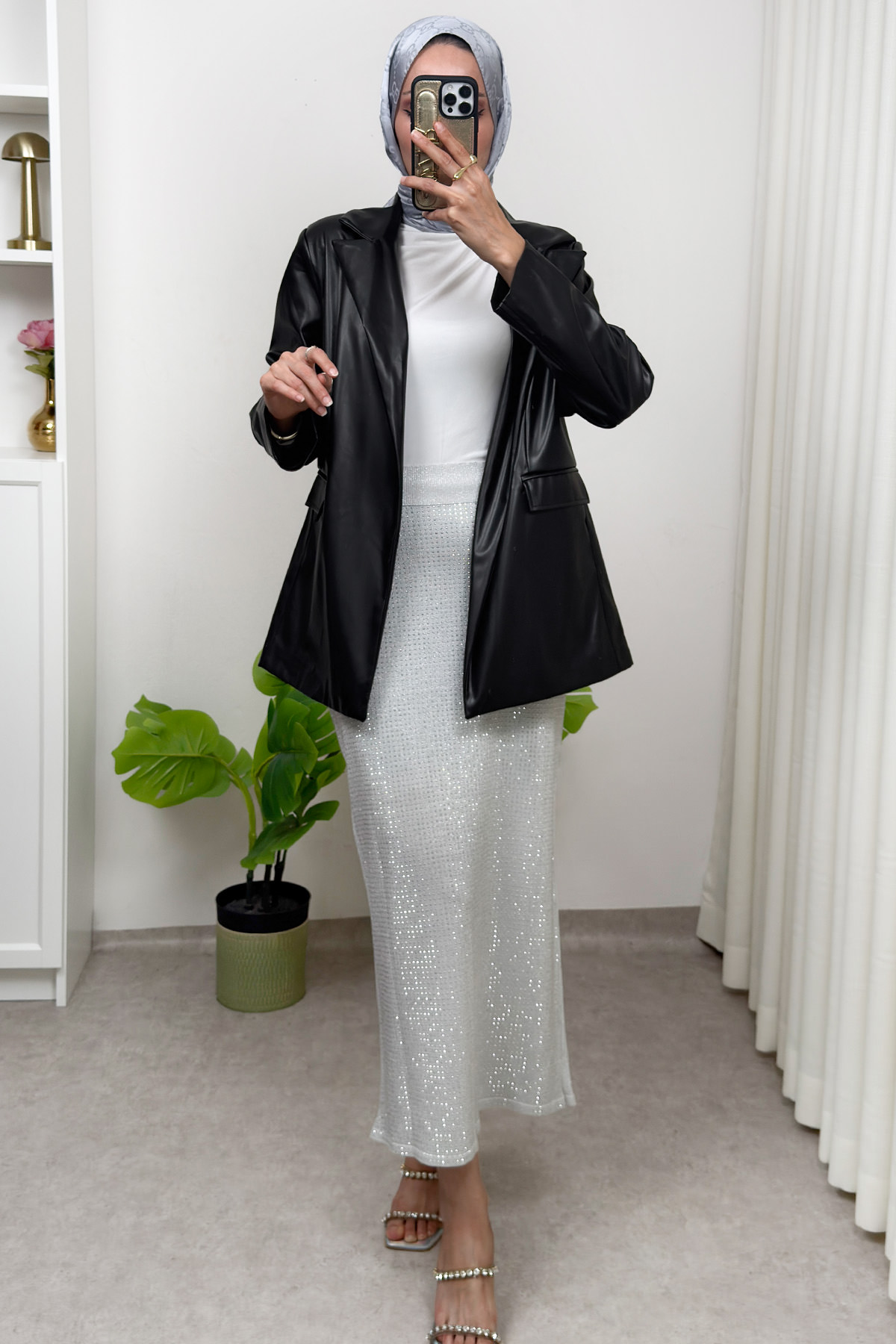 Işıltılı Taş İşlemeli Etek 012285 - GÜMÜŞ |  