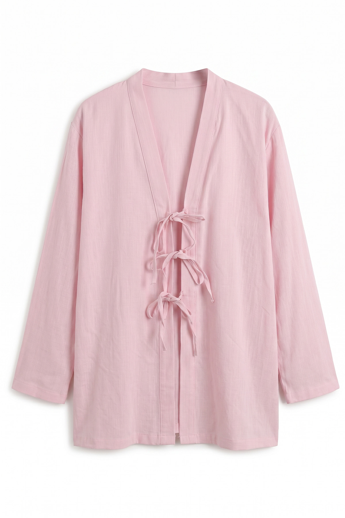 Üç Bağcıklı Tesettür Kimono 2339 - AÇIK PEMBE |  