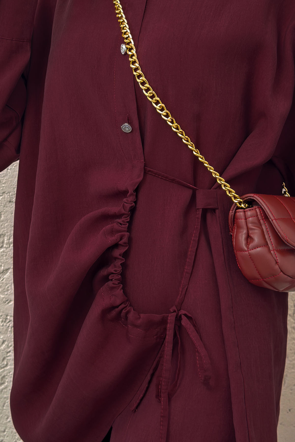 Etek Ucu Büzgülü Takım 2212 - BORDO |  