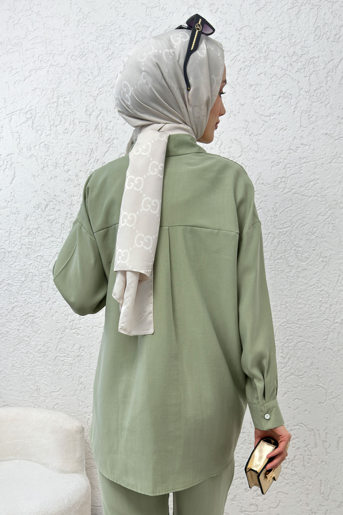 Etek Ucu Büzgülü Takım 2212 - MİNT YEŞİLİ |  