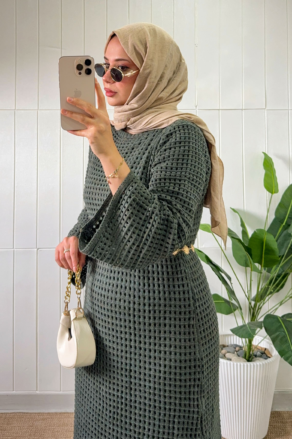 Ajurlu Triko Elbise 070336 - HAKİ |  