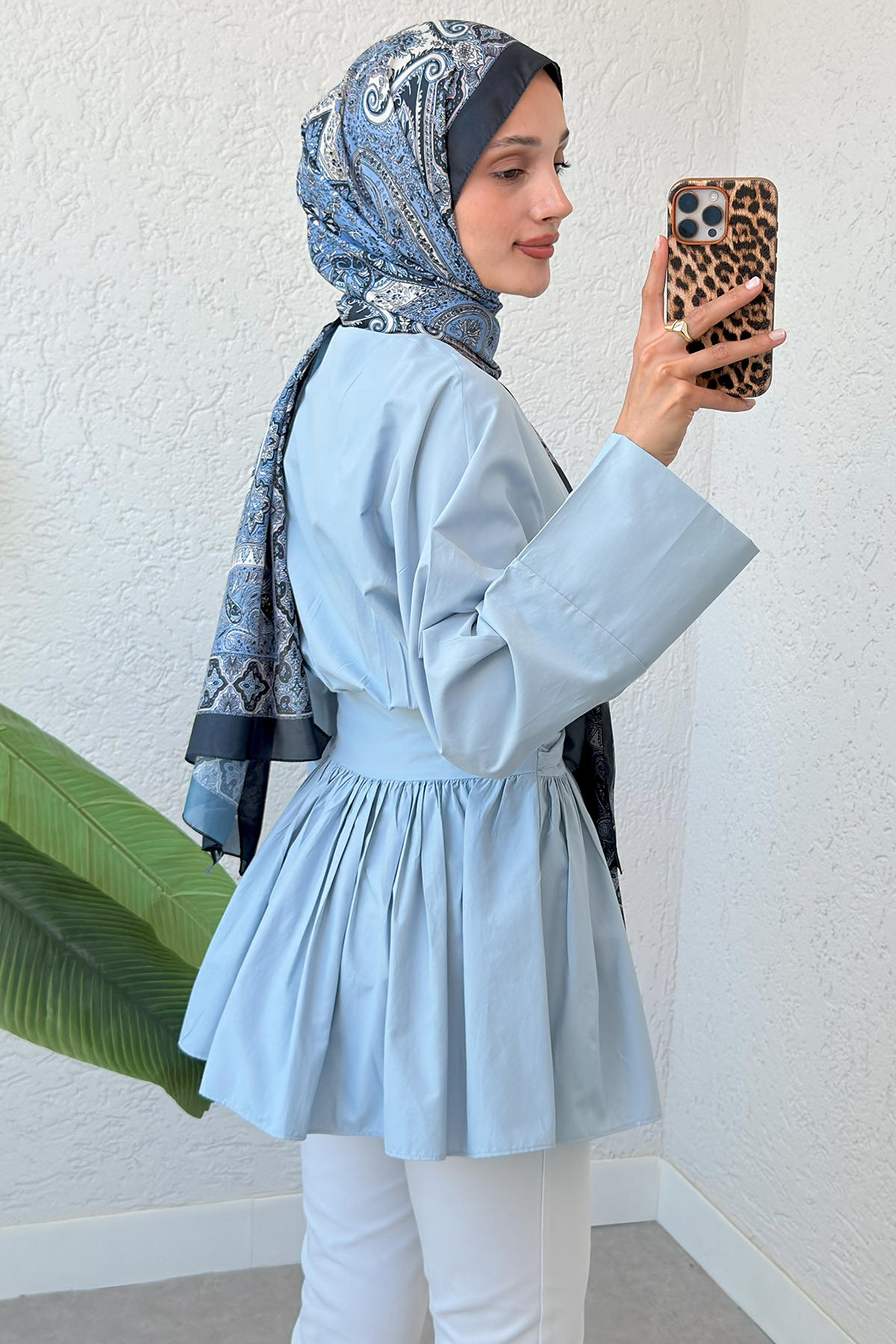 Kuşaklı Kimono Kol Tunik 2343 - BEBE MAVİSİ |  