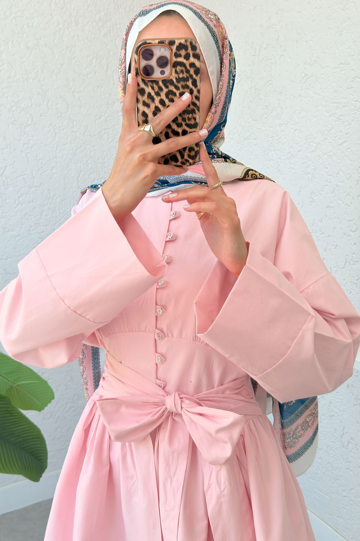 Kuşaklı Kimono Kol Tunik 2343 - PEMBE |  