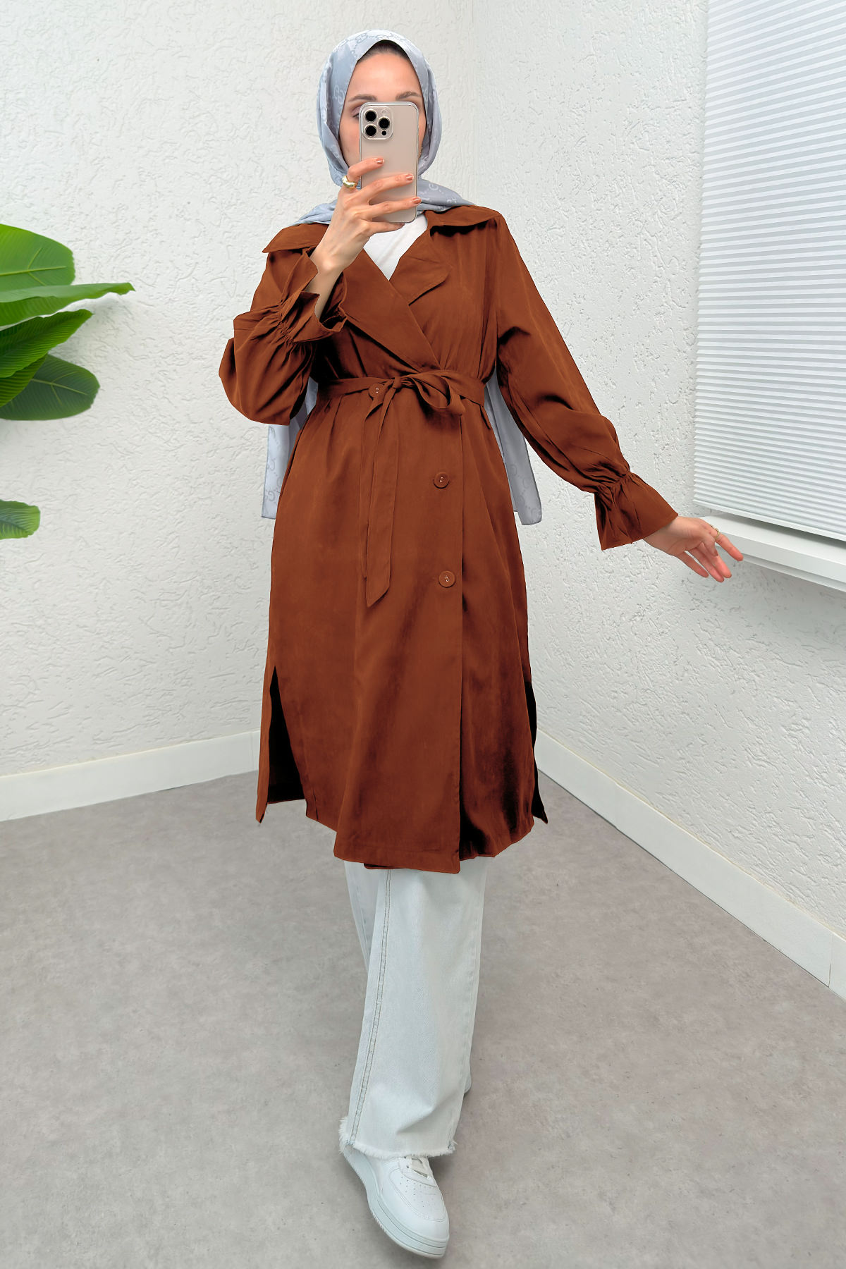 Kolları Büzgü Detaylı Trençkot 61509 - TARÇIN |  