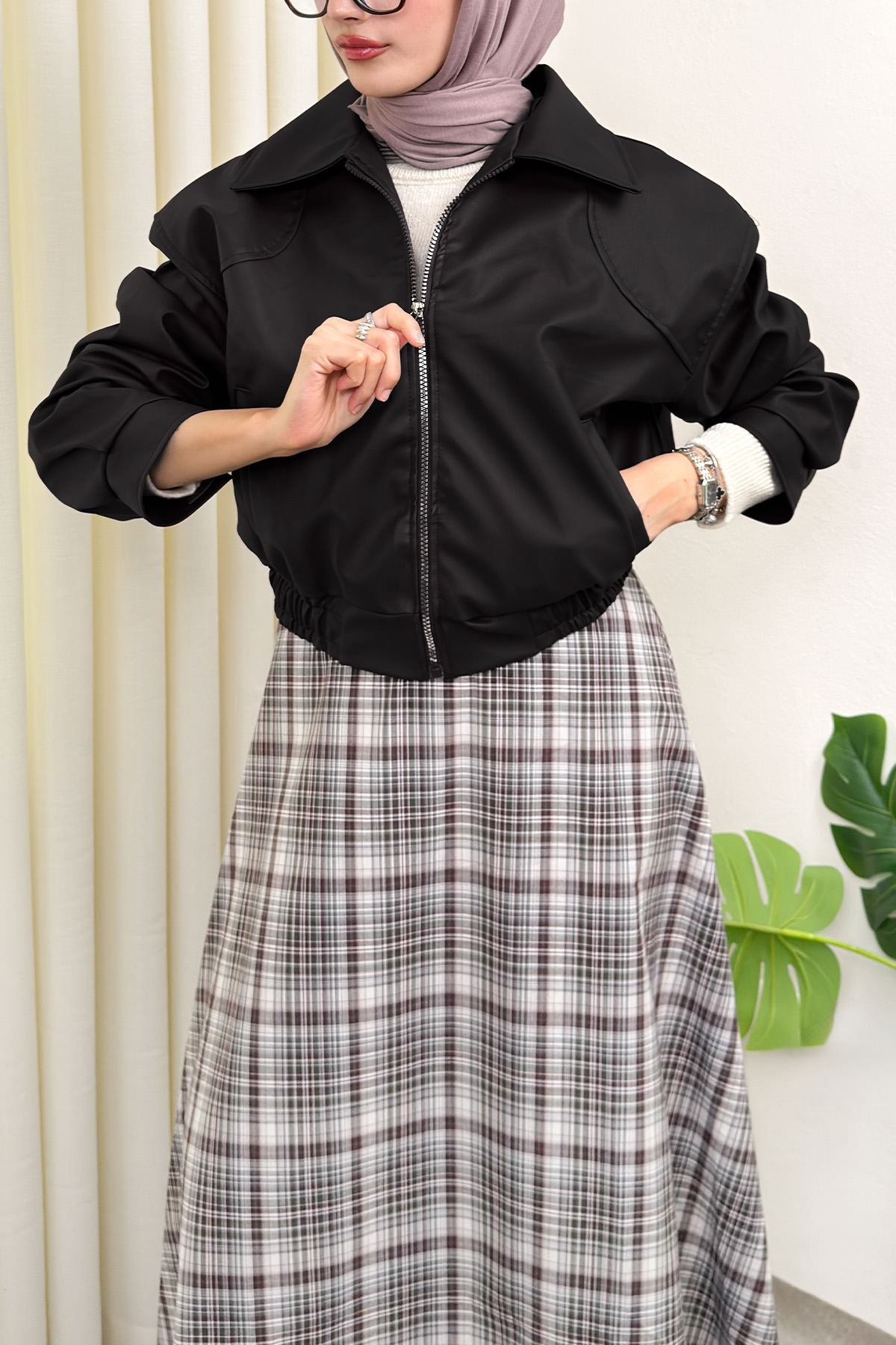 Beli Lastikli Suni Deri Ceket 2016 - SİYAH |  