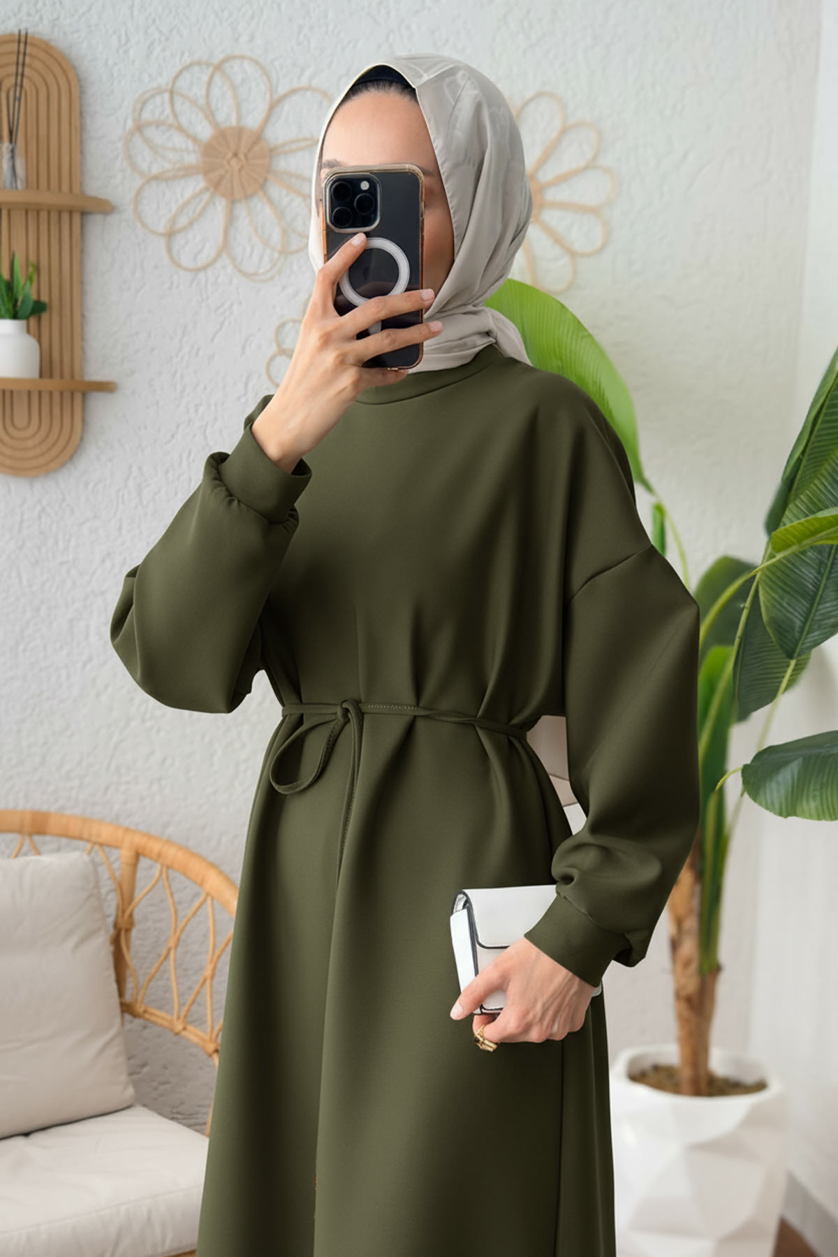 Elegance Scuba Elbise 2211 - HAKİ |  