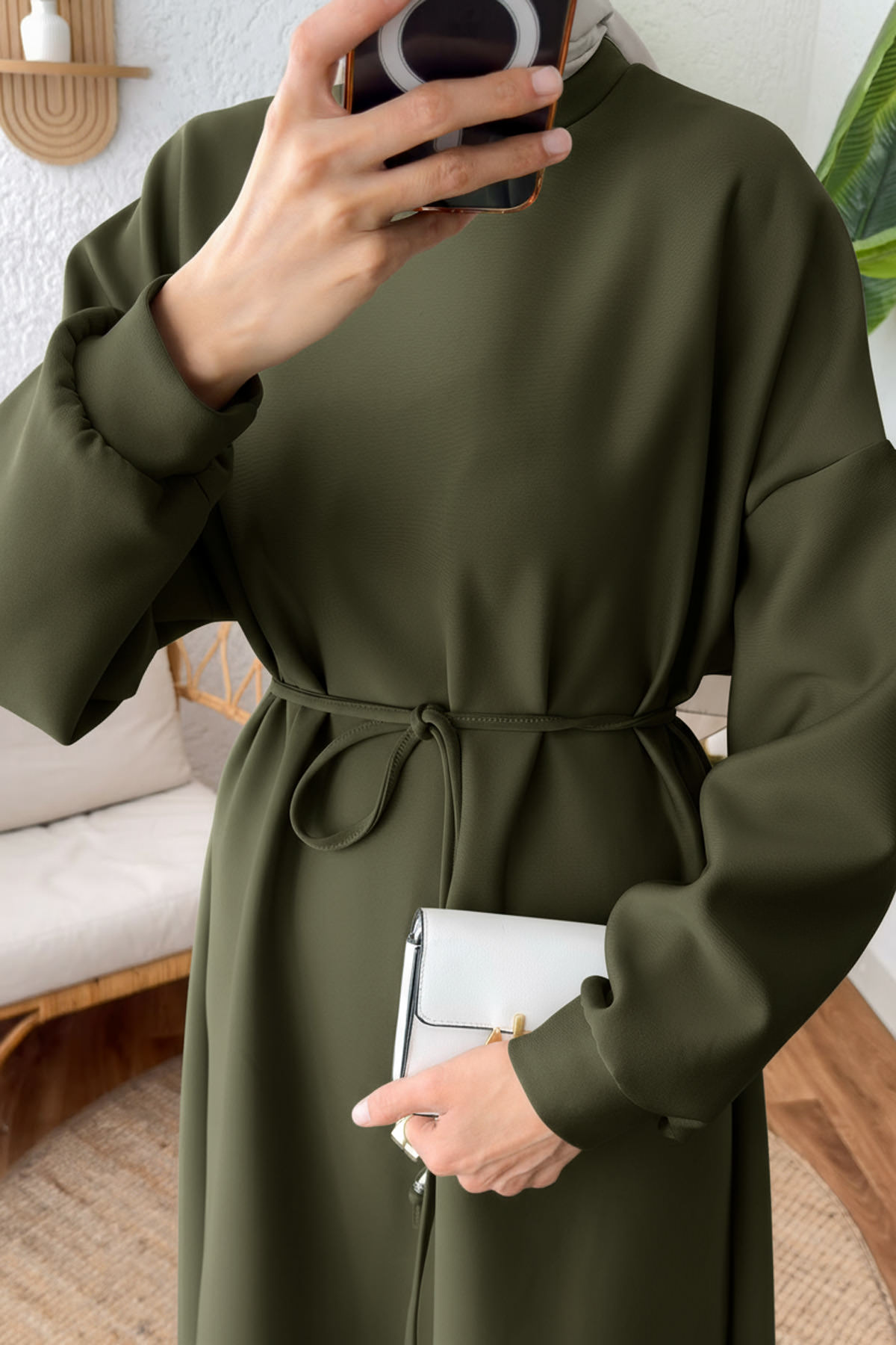 Elegance Scuba Elbise 2211 - HAKİ |  