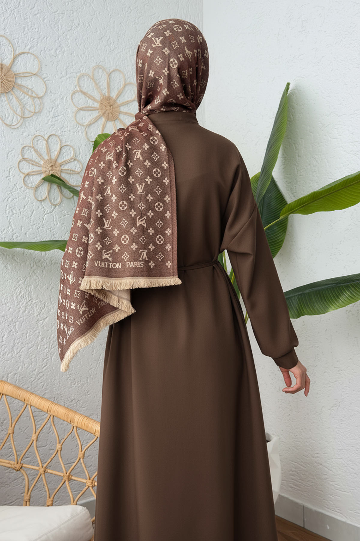 Elegance Scuba Elbise 2211 - KAHVERENGİ |  