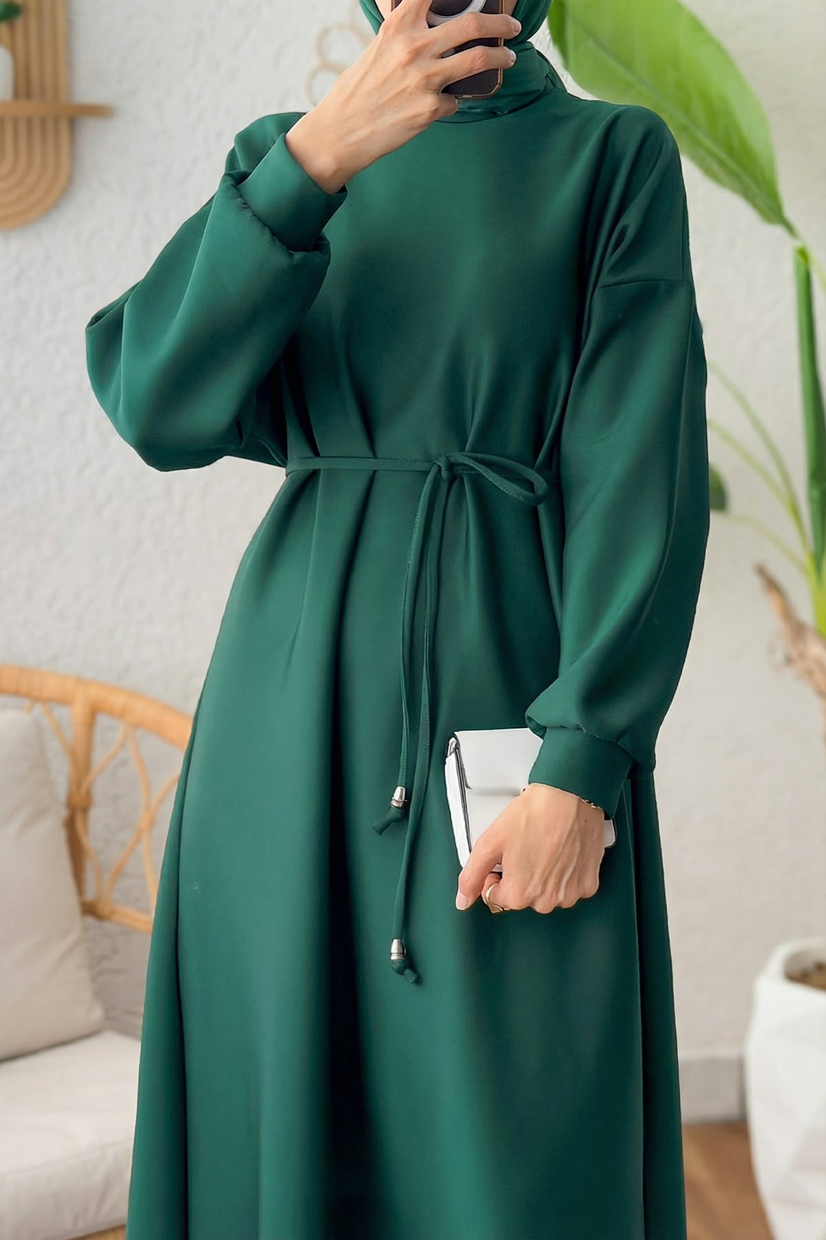 Elegance Scuba Elbise 2211 - ZÜMRÜT YEŞİLİ |  