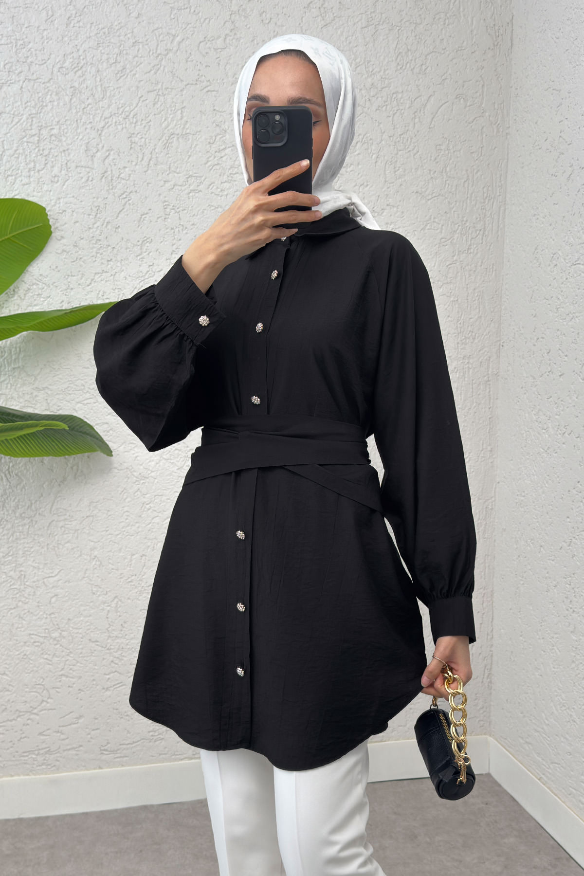 Entegre Kuşaklı Tunik 2217 -SİYAH |  