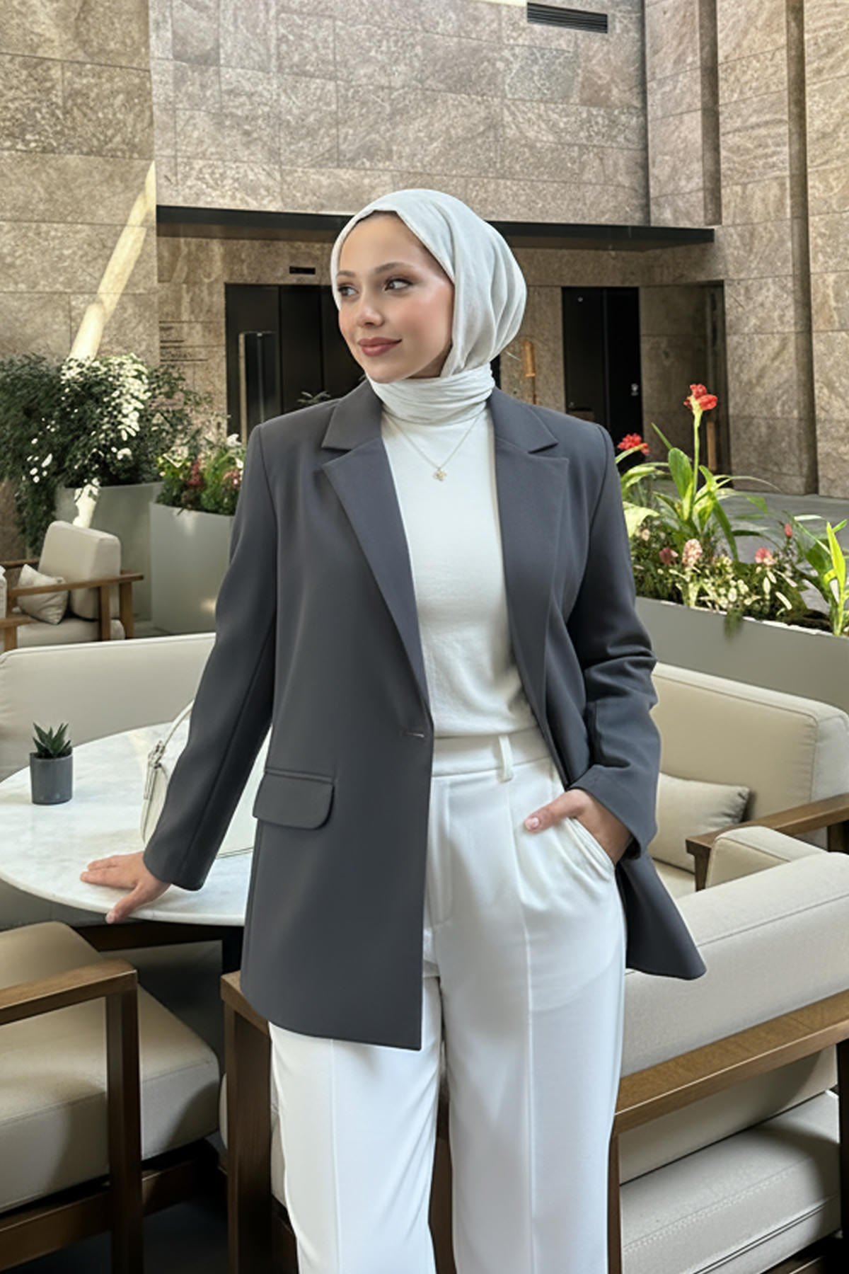 Scuba Blazer Ceket 2272 - ANTRASİT |  