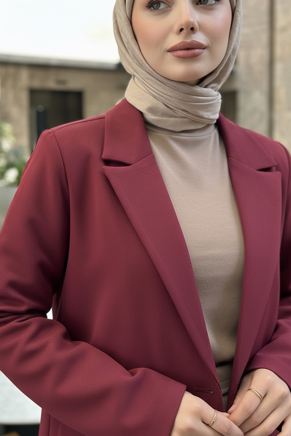 Scuba Blazer Ceket 2272 - BORDO |  