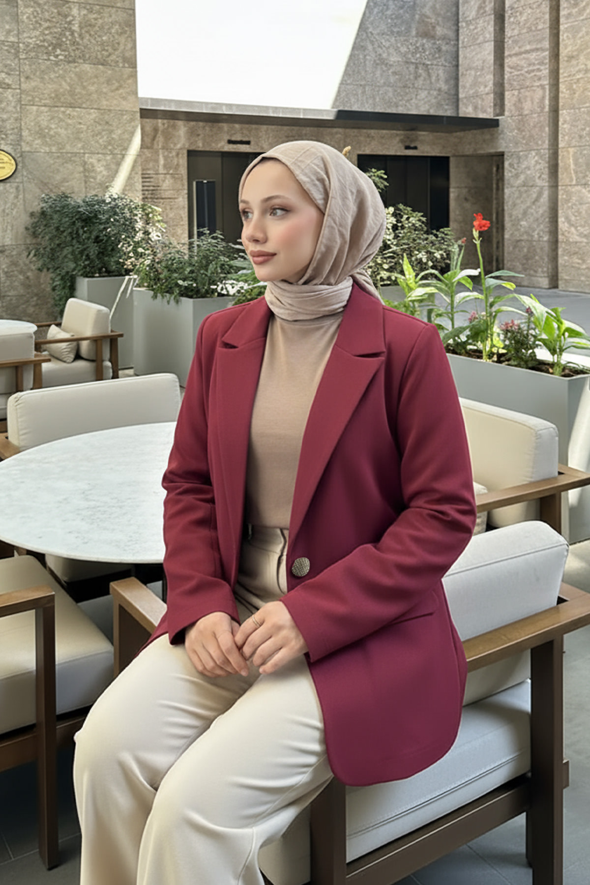 Scuba Blazer Ceket 2272 - BORDO |  