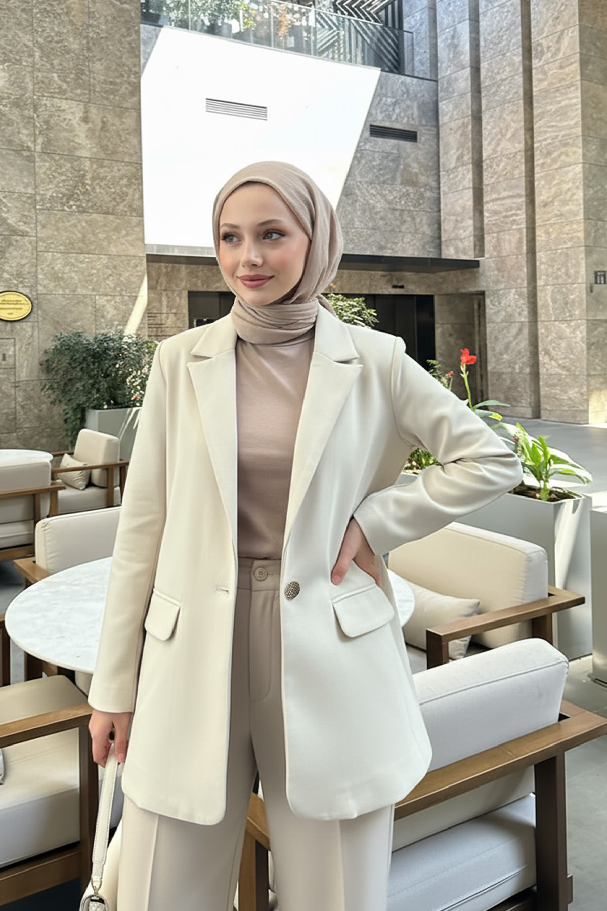 Scuba Blazer Ceket 2272 - TAŞ RENGİ |  