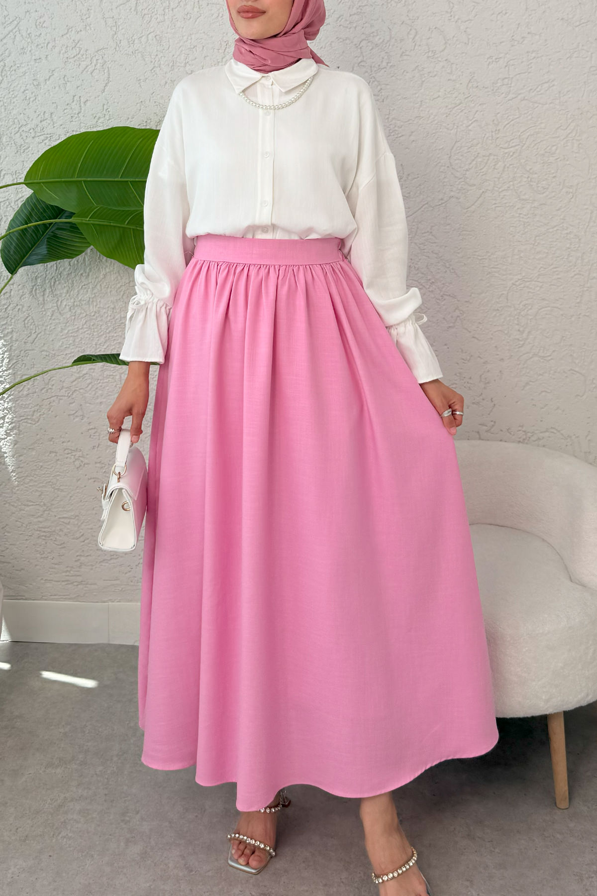 Çan Kesim Kloş Etek 2323 - PEMBE |  