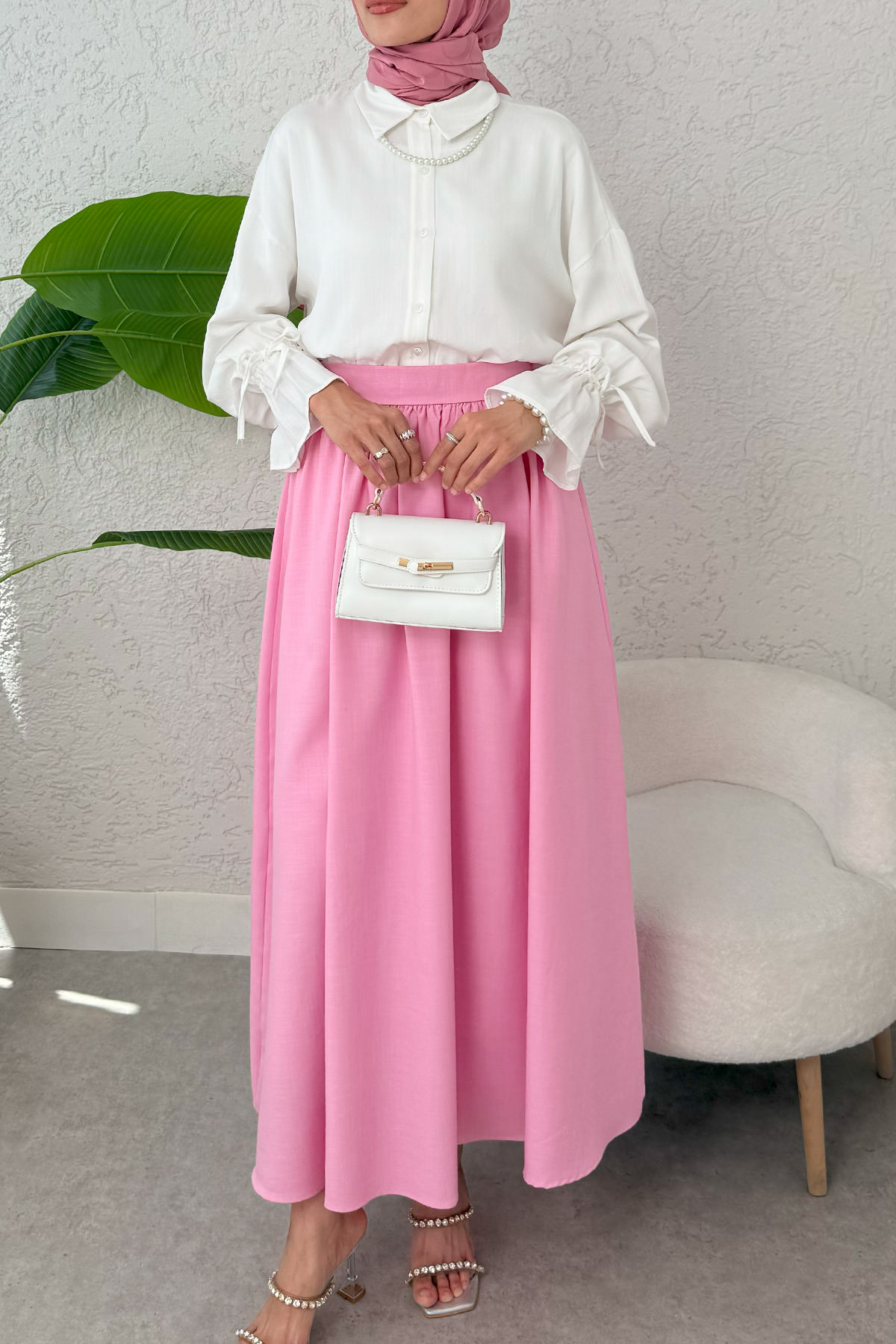 Çan Kesim Kloş Etek 2323 - PEMBE |  