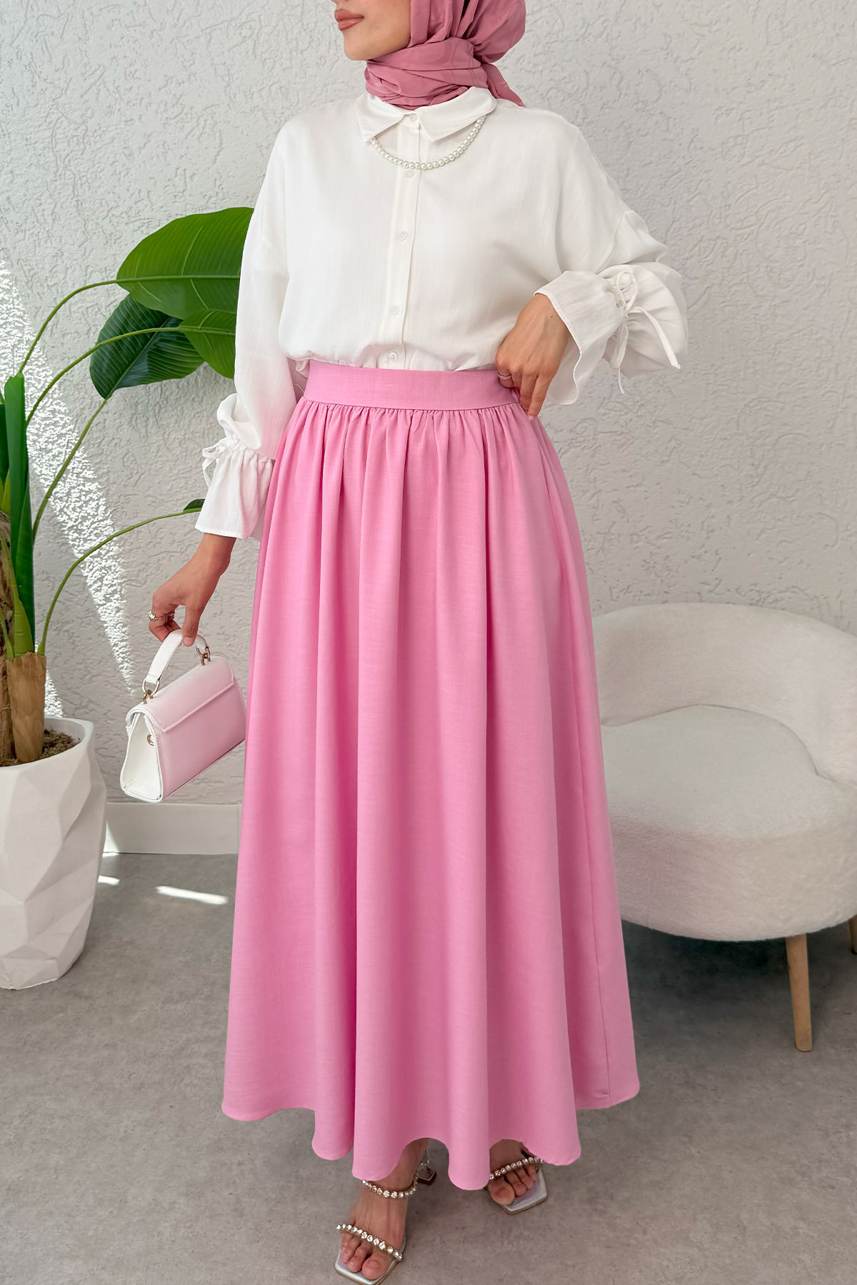 Çan Kesim Kloş Etek 2323 - PEMBE |  