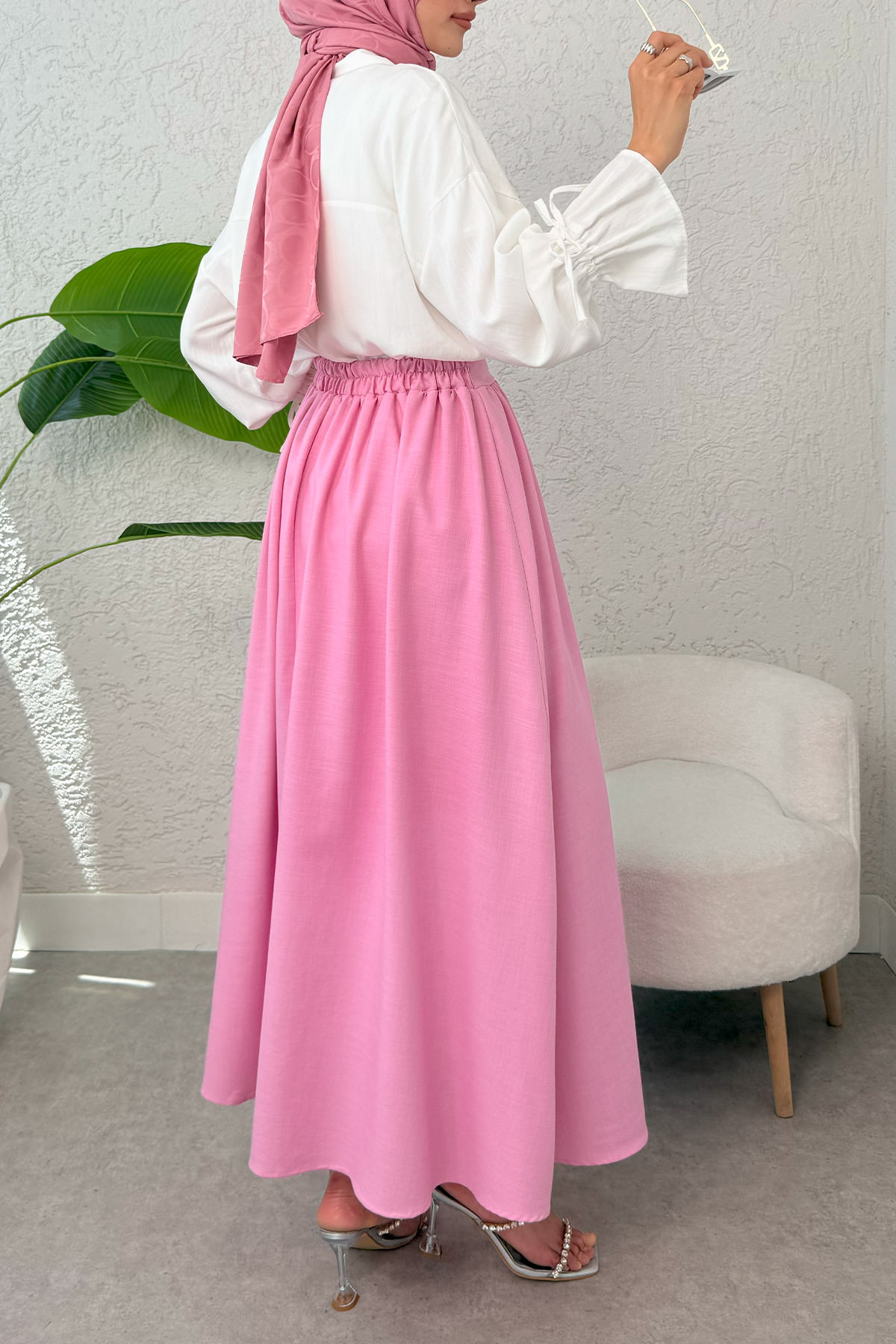 Çan Kesim Kloş Etek 2323 - PEMBE |  