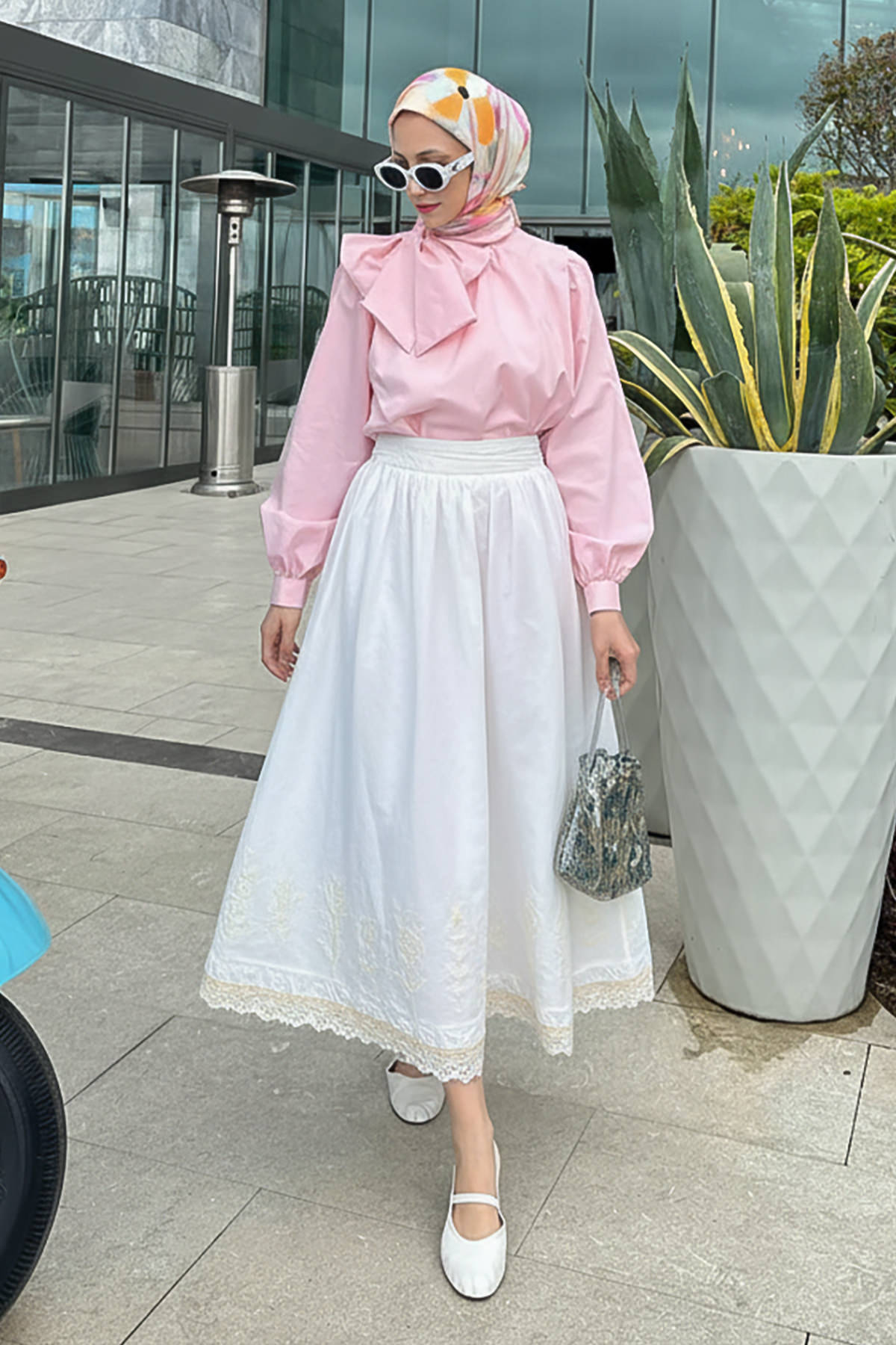 Fisto ve Nakış Detaylı Etek 2329 - KREM |  