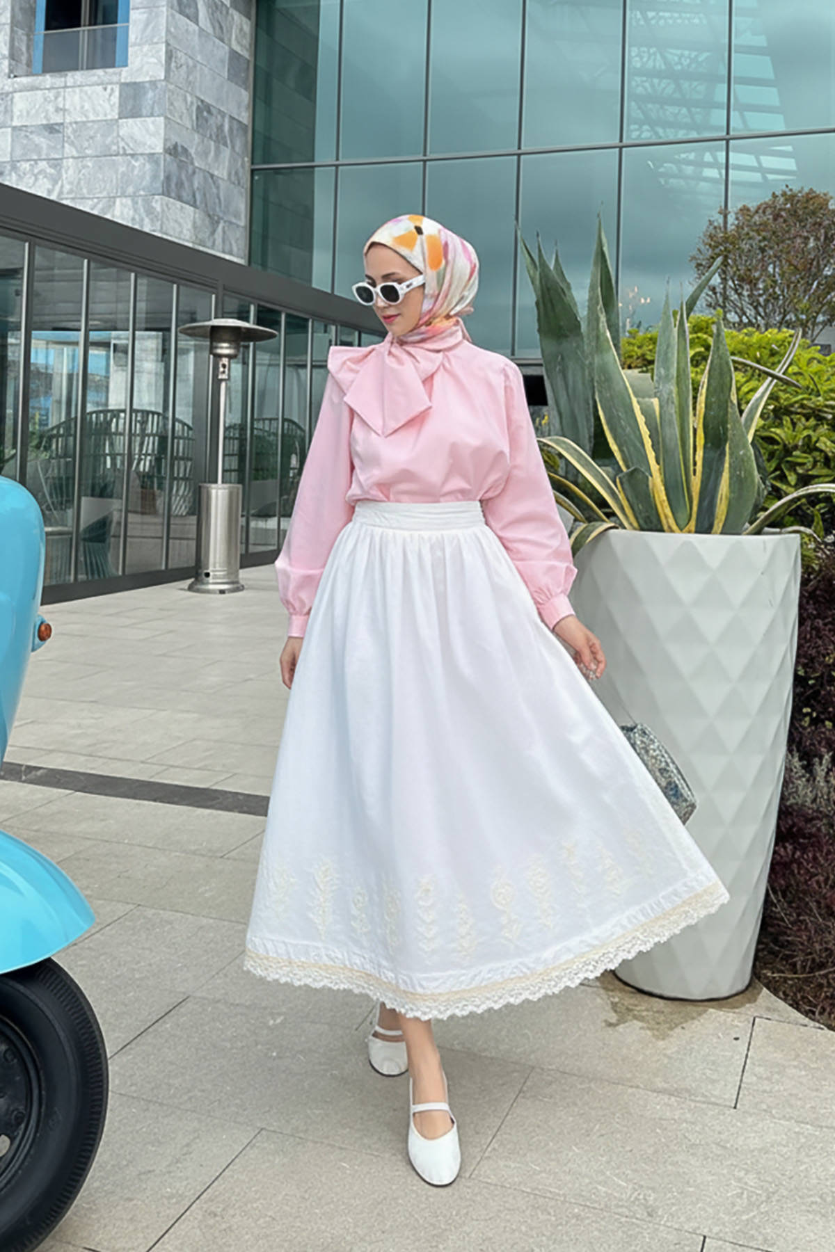 Fisto ve Nakış Detaylı Etek 2329 - KREM |  