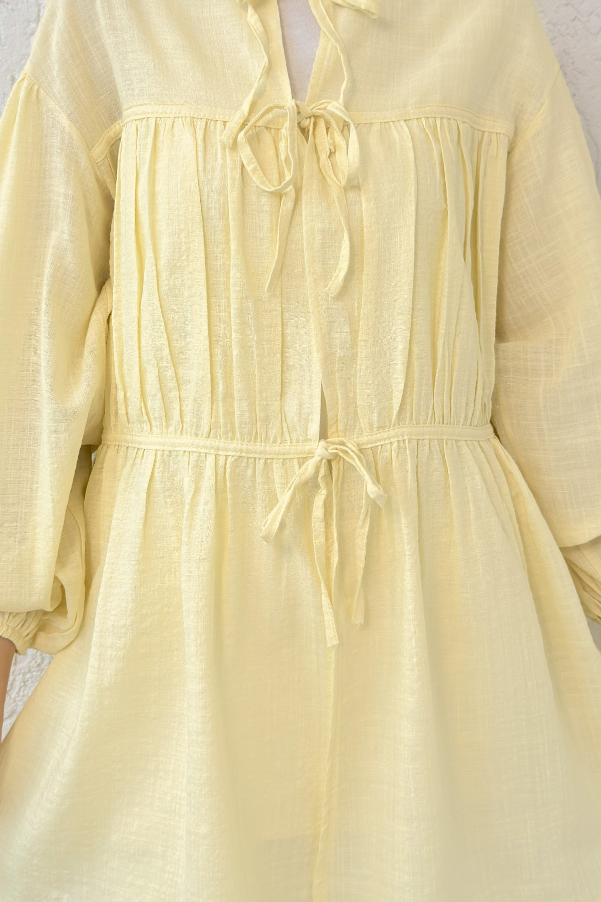 Ön Büzgülü Uzun Tunik 2338 - SARI |  