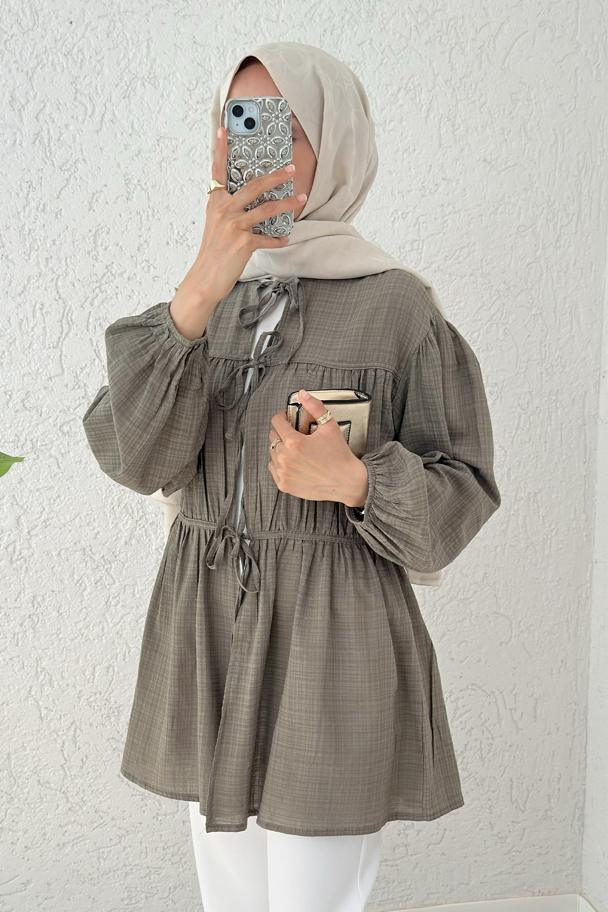 Ön Büzgülü Uzun Tunik 2338 - KÜF YEŞİLİ |  