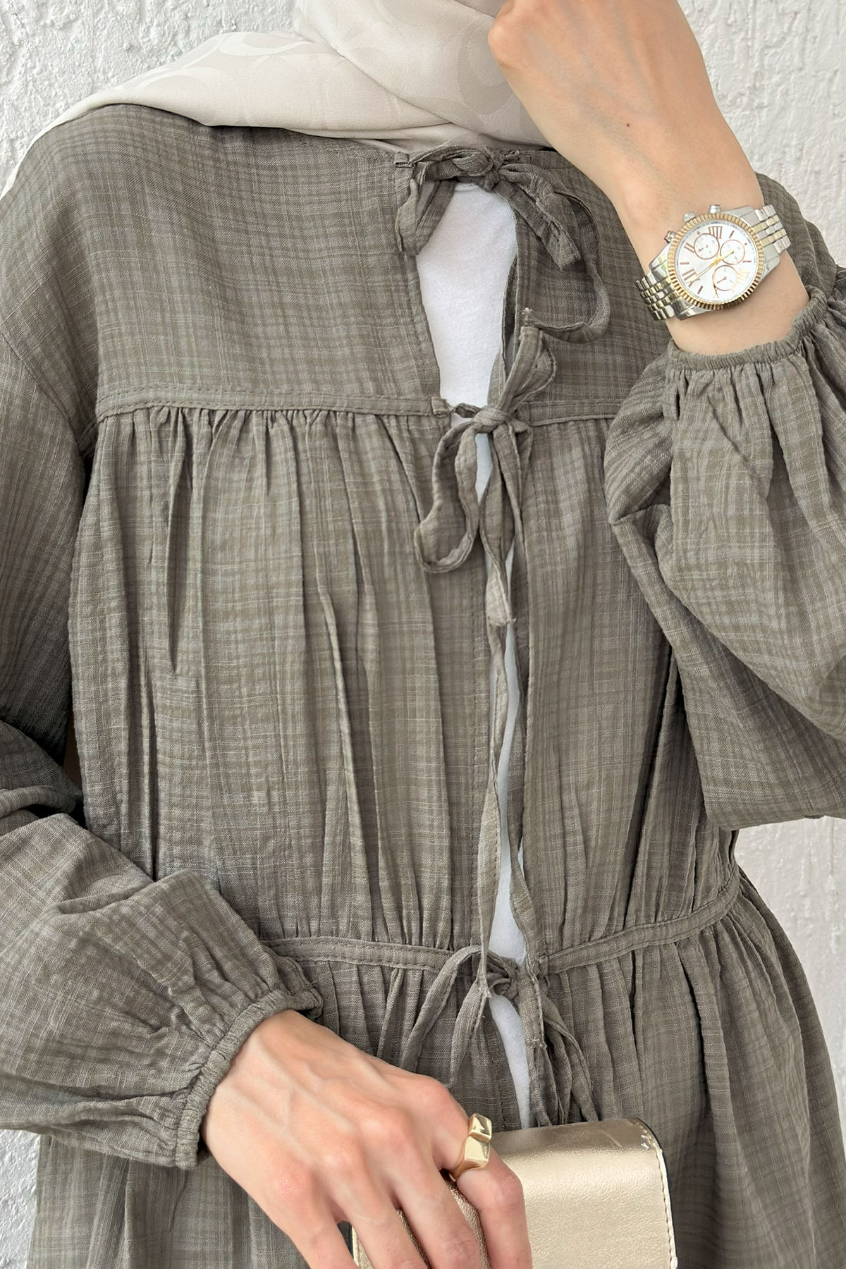 Ön Büzgülü Uzun Tunik 2338 - KÜF YEŞİLİ |  