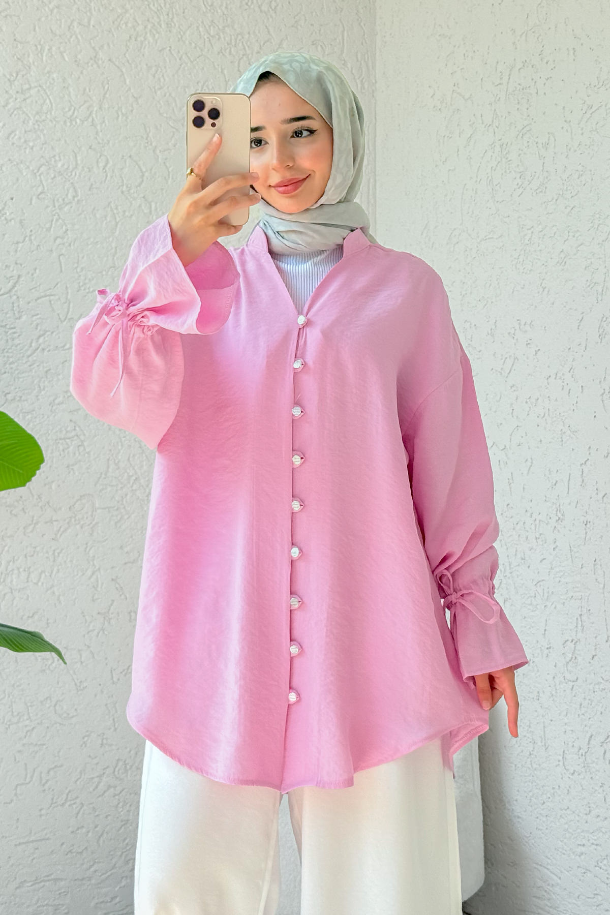 Hakim Yaka Gömlek 2340 - PEMBE |  