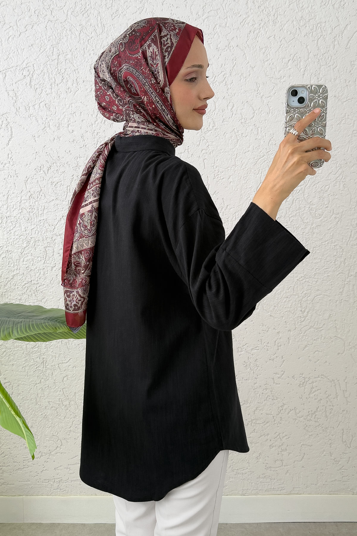 Kimono Kol Cepli Gömlek 2344 - SİYAH |  