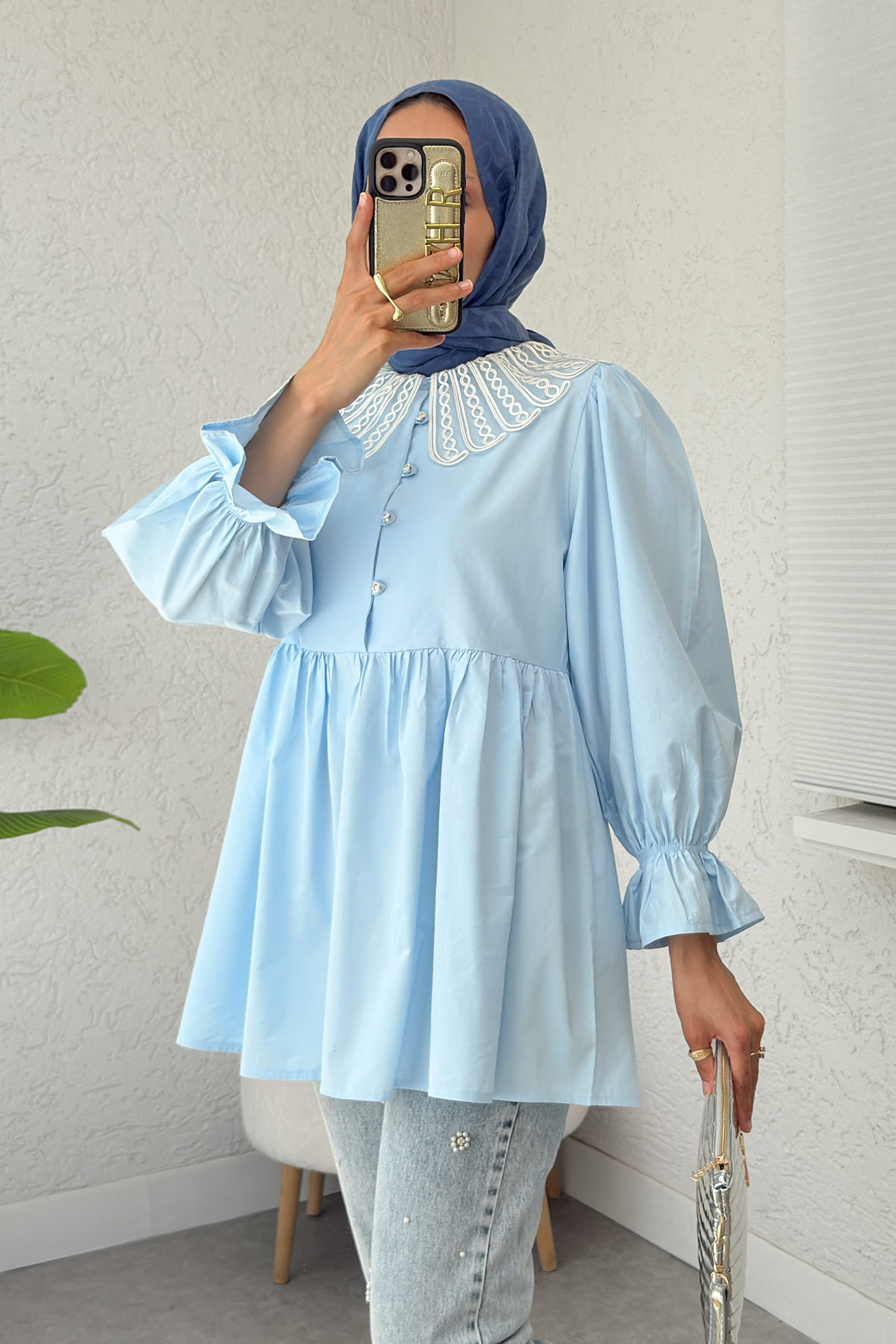 Bebe Yaka Tunik 23451 - BEBE MAVİSİ |  