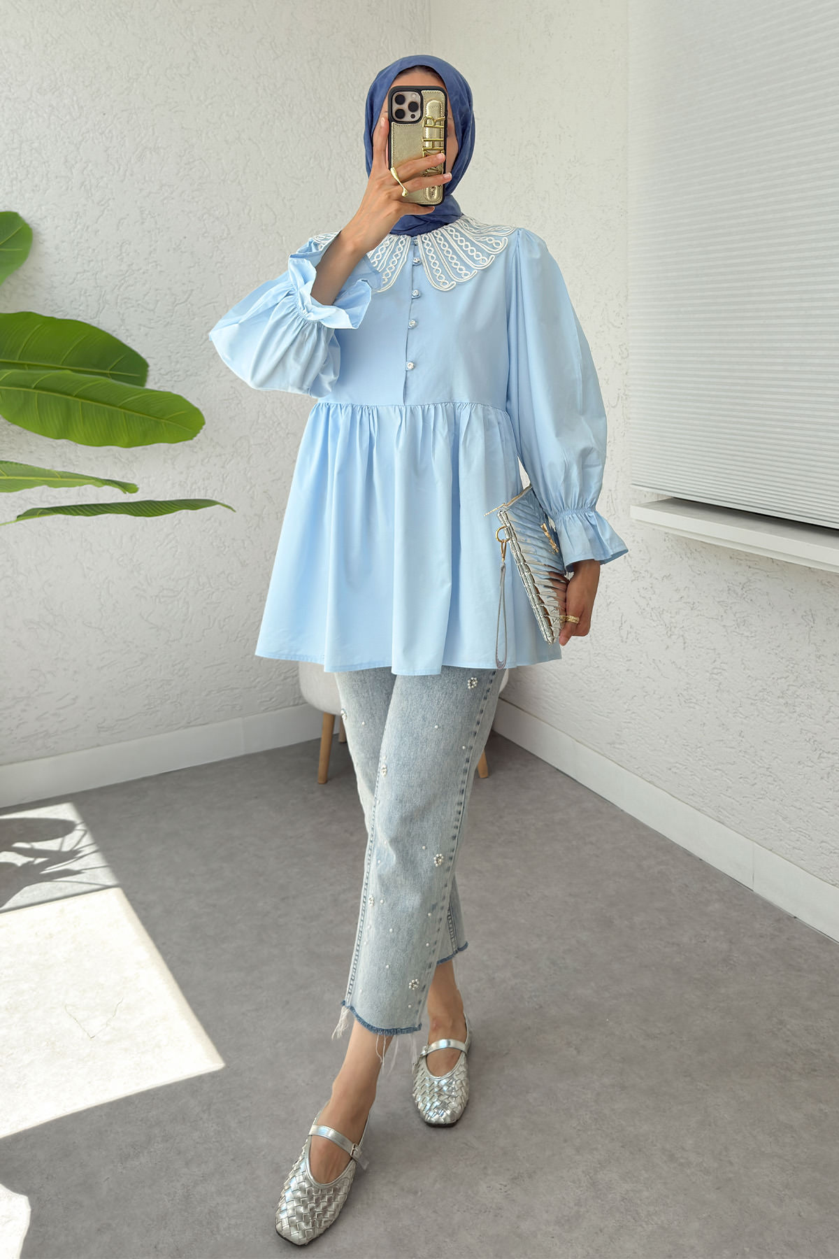 Bebe Yaka Tunik 23451 - BEBE MAVİSİ |  