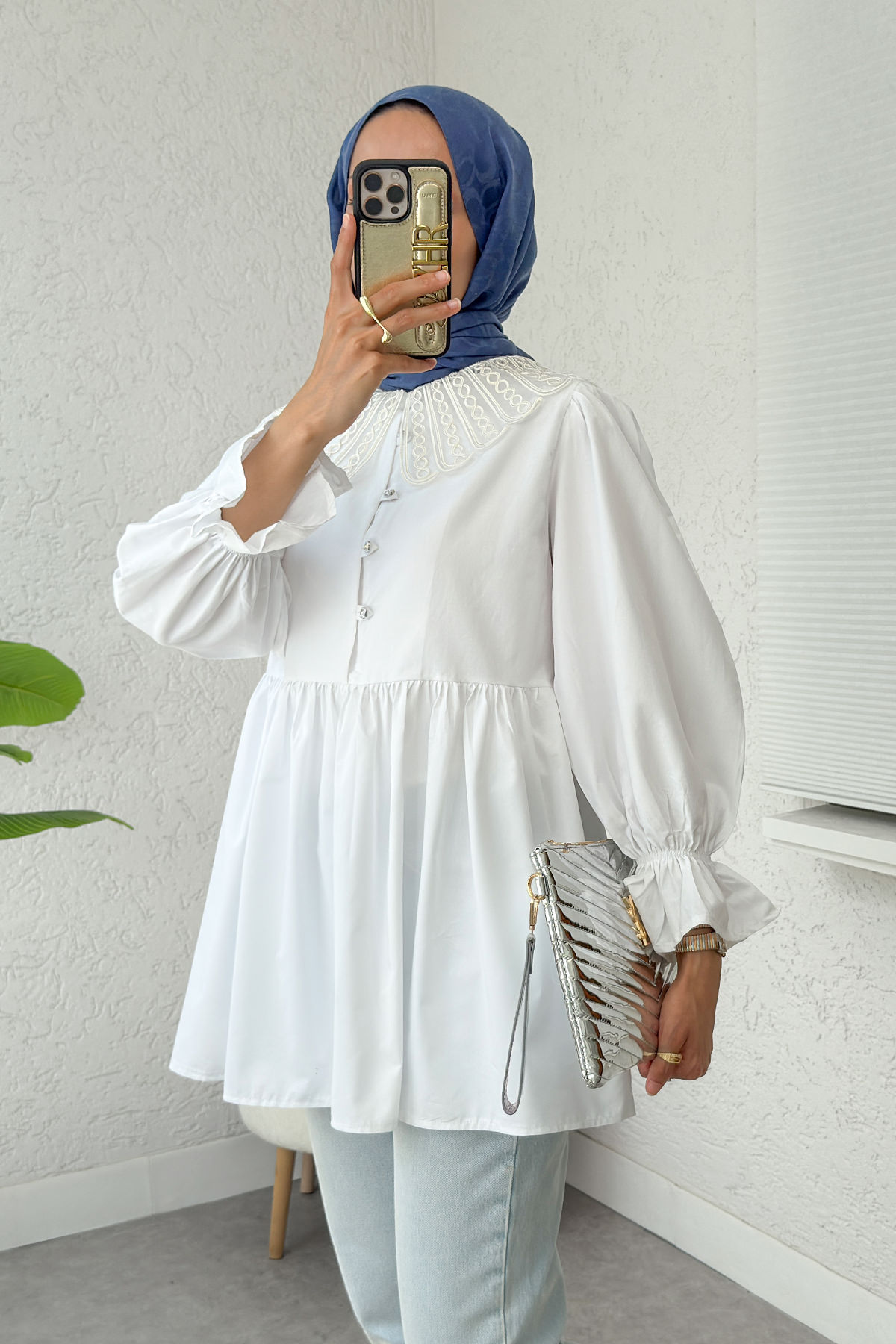 Bebe Yaka Tunik 23451 - BEYAZ |  