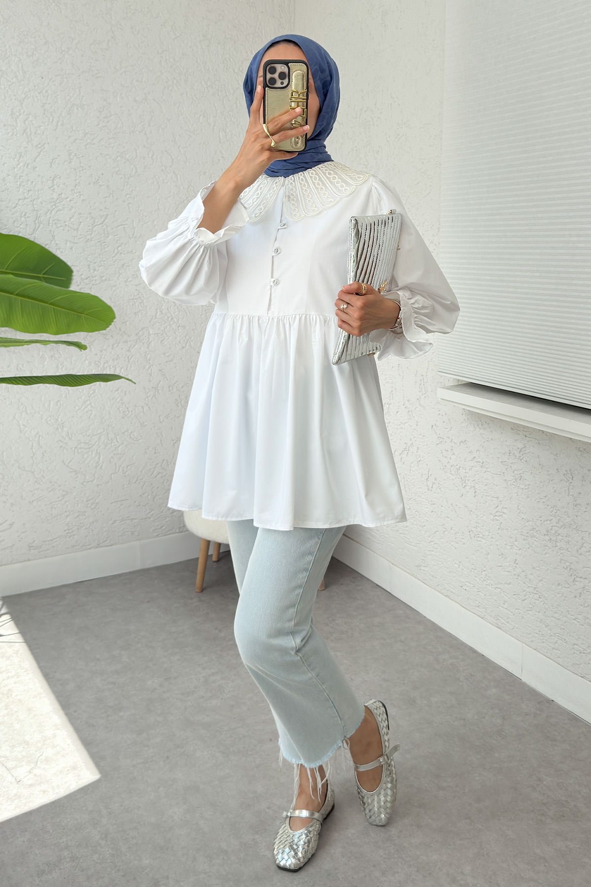 Bebe Yaka Tunik 23451 - BEYAZ |  