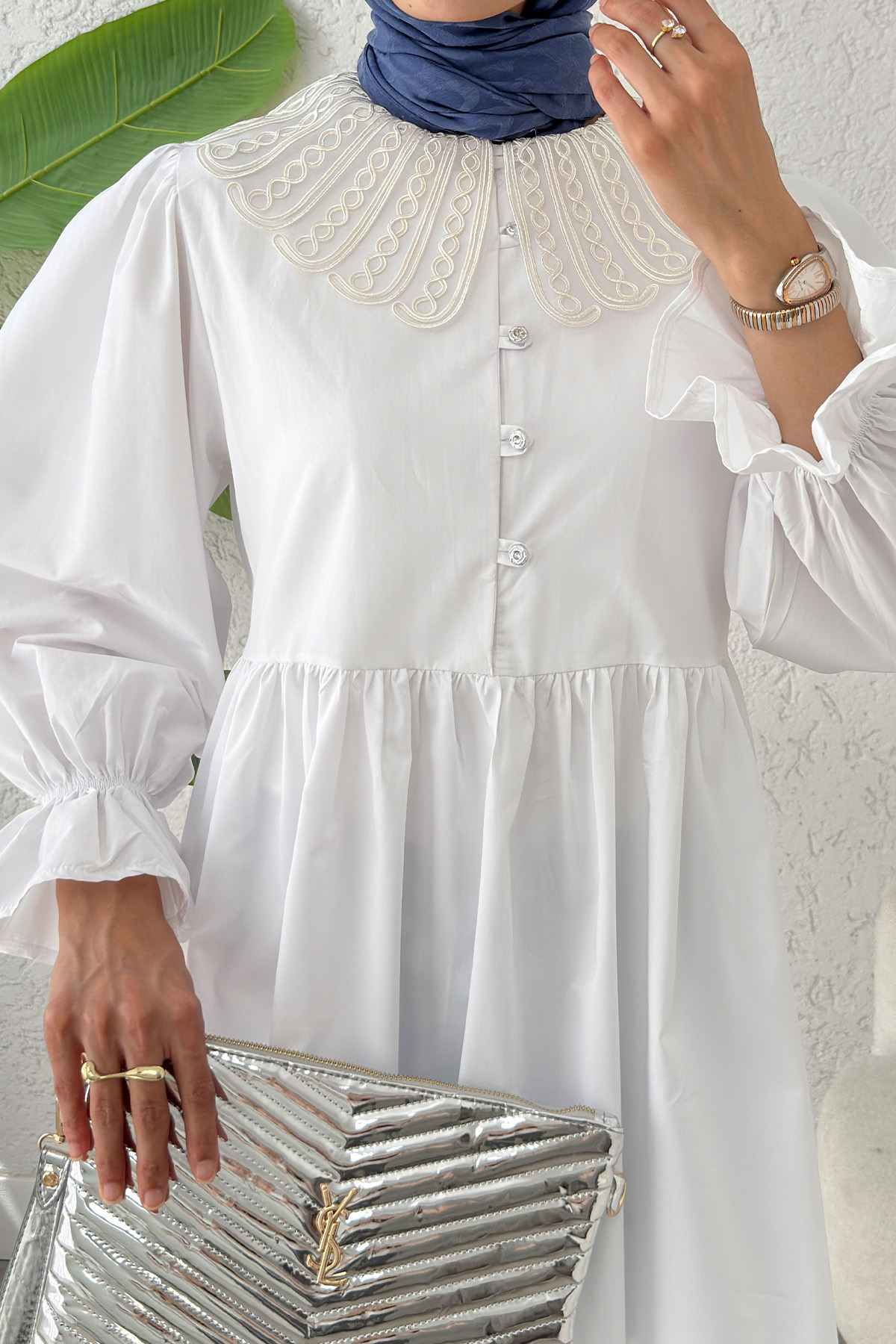 Bebe Yaka Tunik 23451 - BEYAZ |  