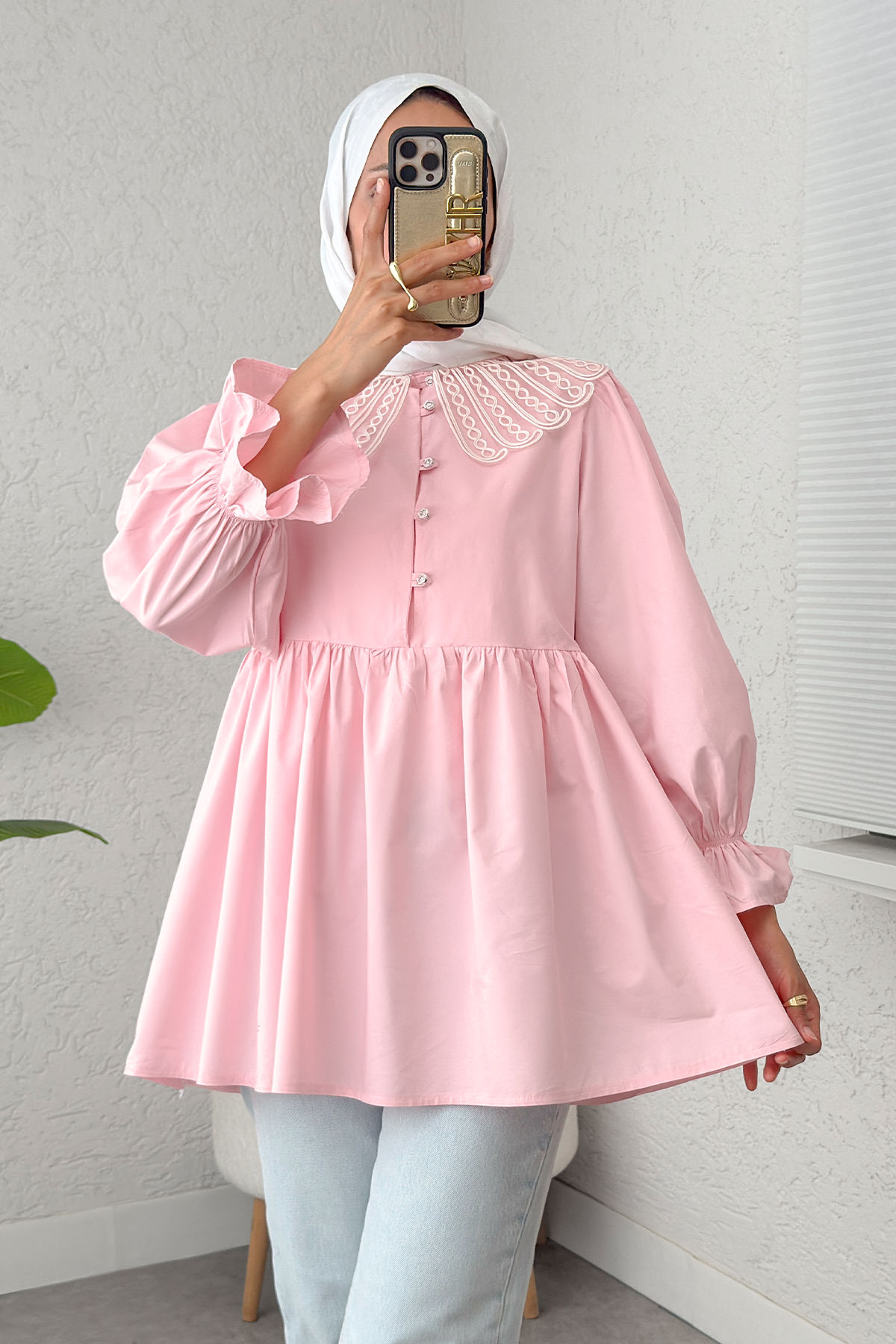 Bebe Yaka Tunik 23451 - PEMBE |  