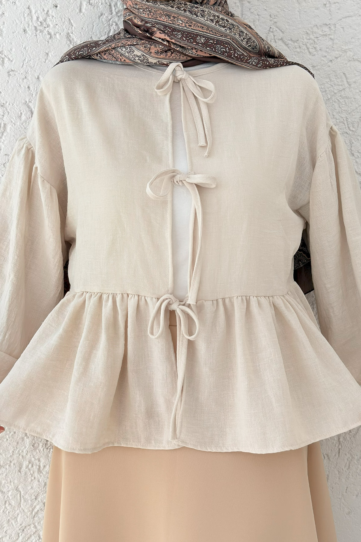 Etek Üstü Kısa Kimono 2347 - BEJ |  