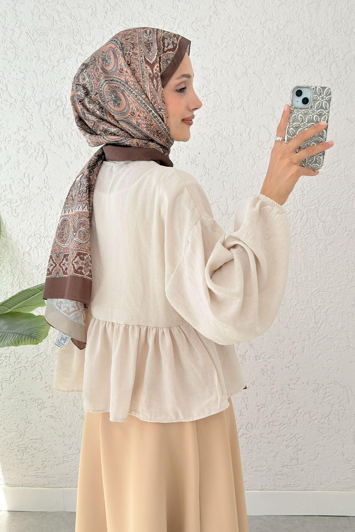 Etek Üstü Kısa Kimono 2347 - BEJ |  