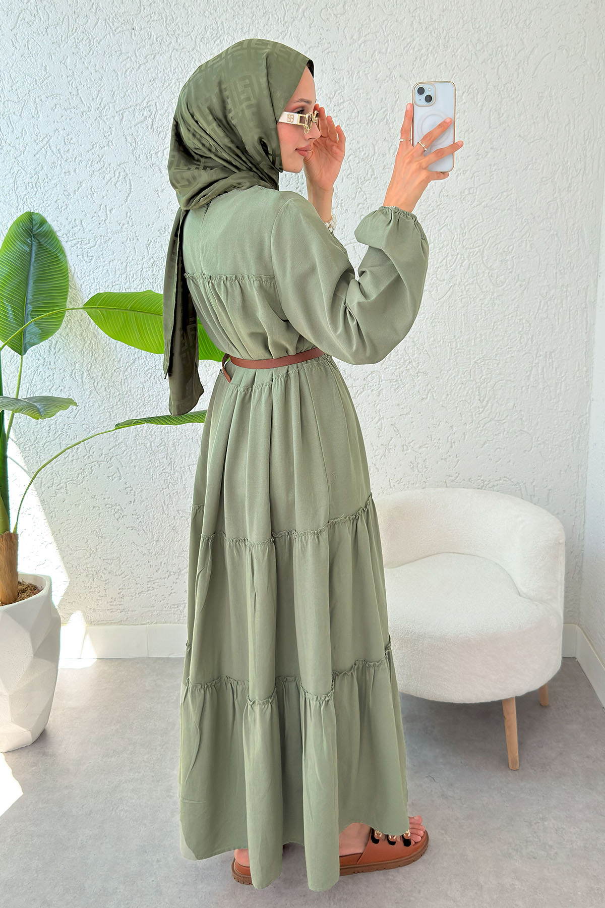 Kat Kat Detaylı Elbise 2355 - HAKİ |  