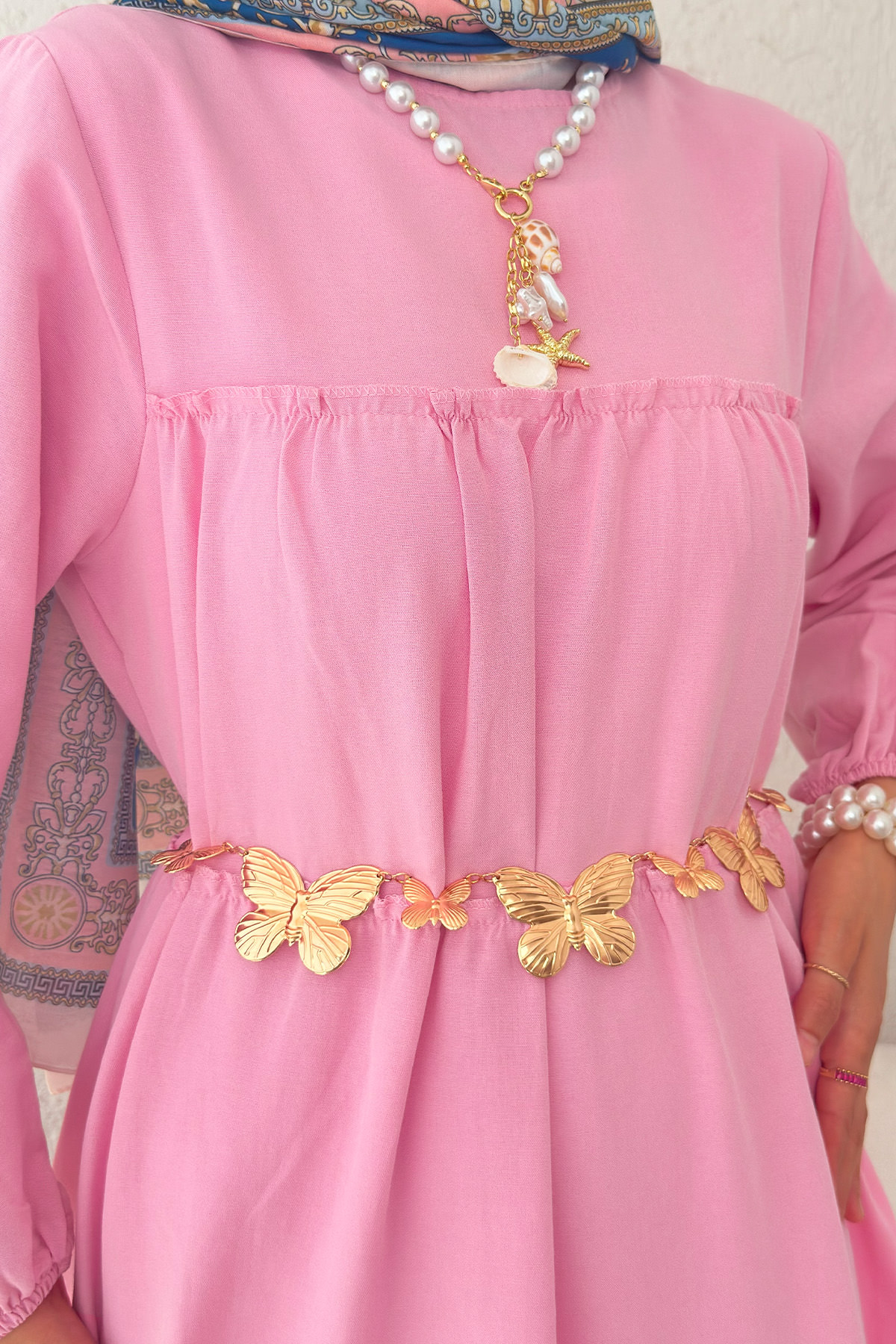 Kat Kat Detaylı Elbise 2355 - PEMBE |  