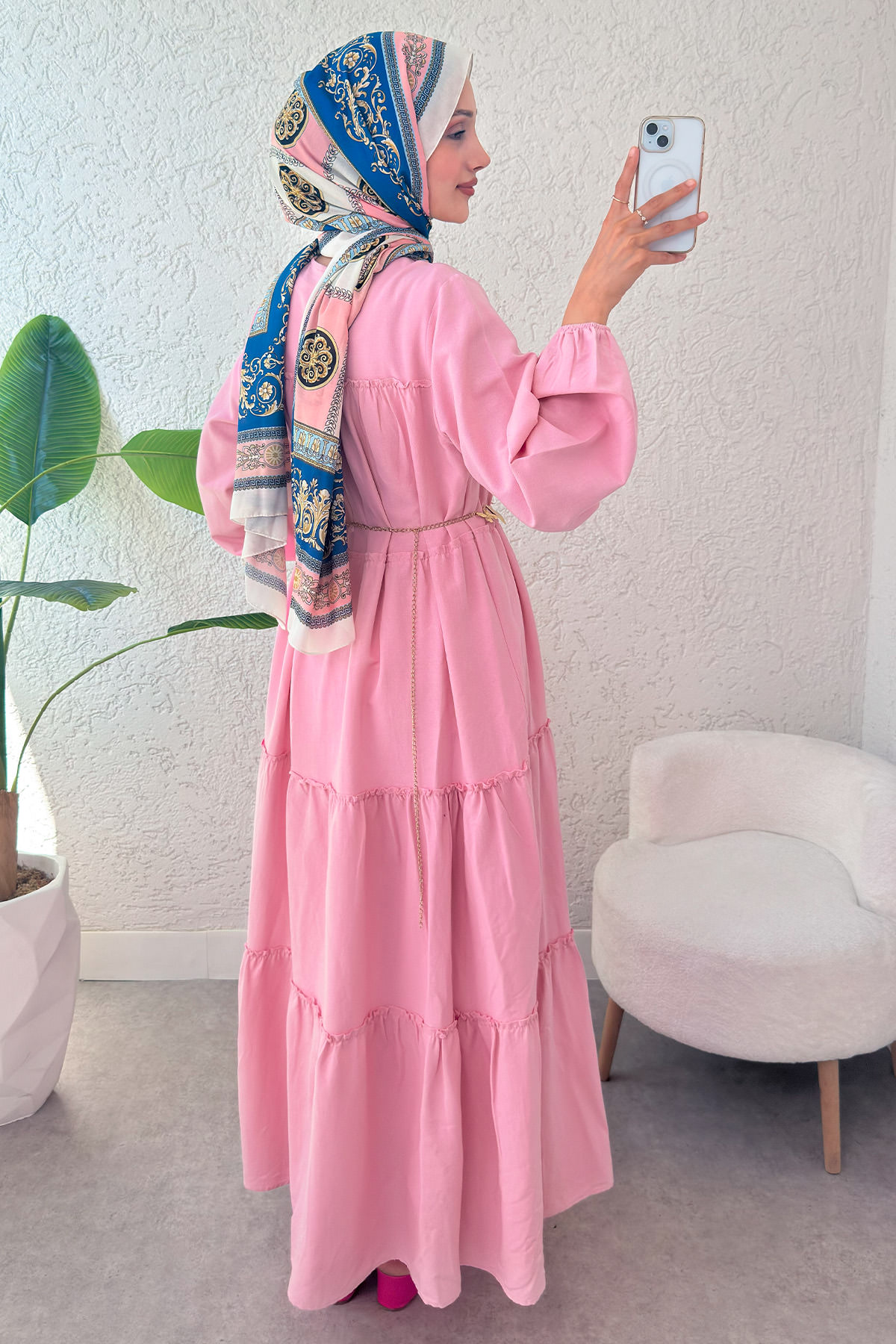 Kat Kat Detaylı Elbise 2355 - PEMBE |  