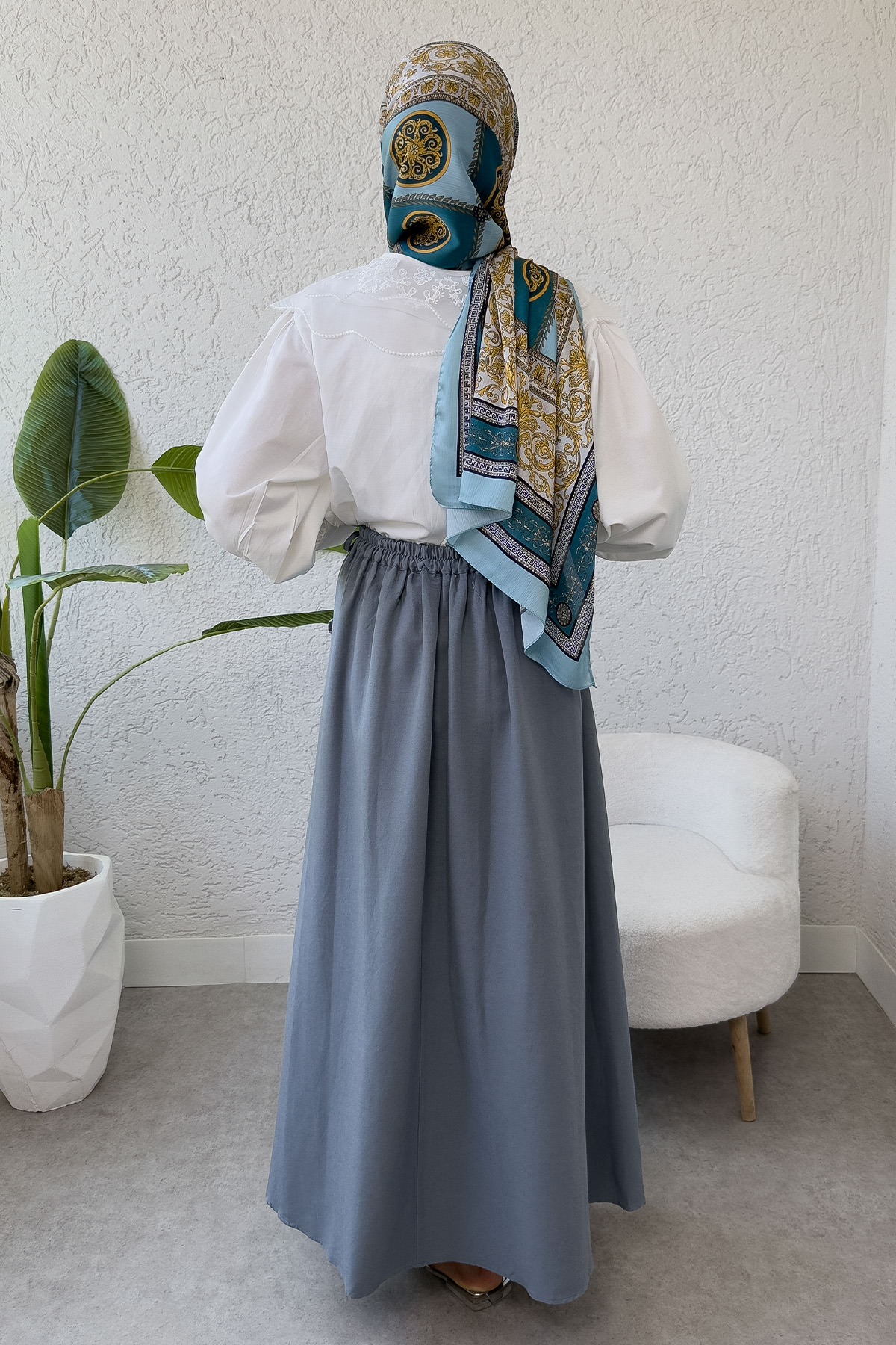 Tek Parça Çapraz Bağlamalı Etek 2356 - GRİ |  